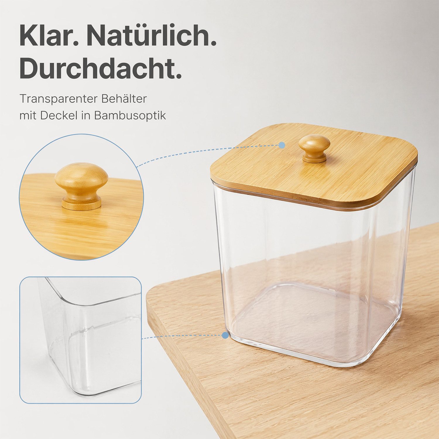 SURFOU Aufbewahrungsdose 4 Stück Waschmittelbox Wäsche Pods Behälter mit Löffeln (Waschpulver Aufbewahrungsbox mit Bambusdeckel), Waschmittel Aufbewahrung für P – Bild 5 von 5