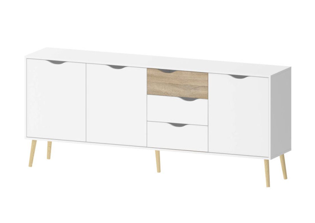 Tvilum Sideboard Napoli sideboard mit 3 Türen und 3 Schubladen, wei