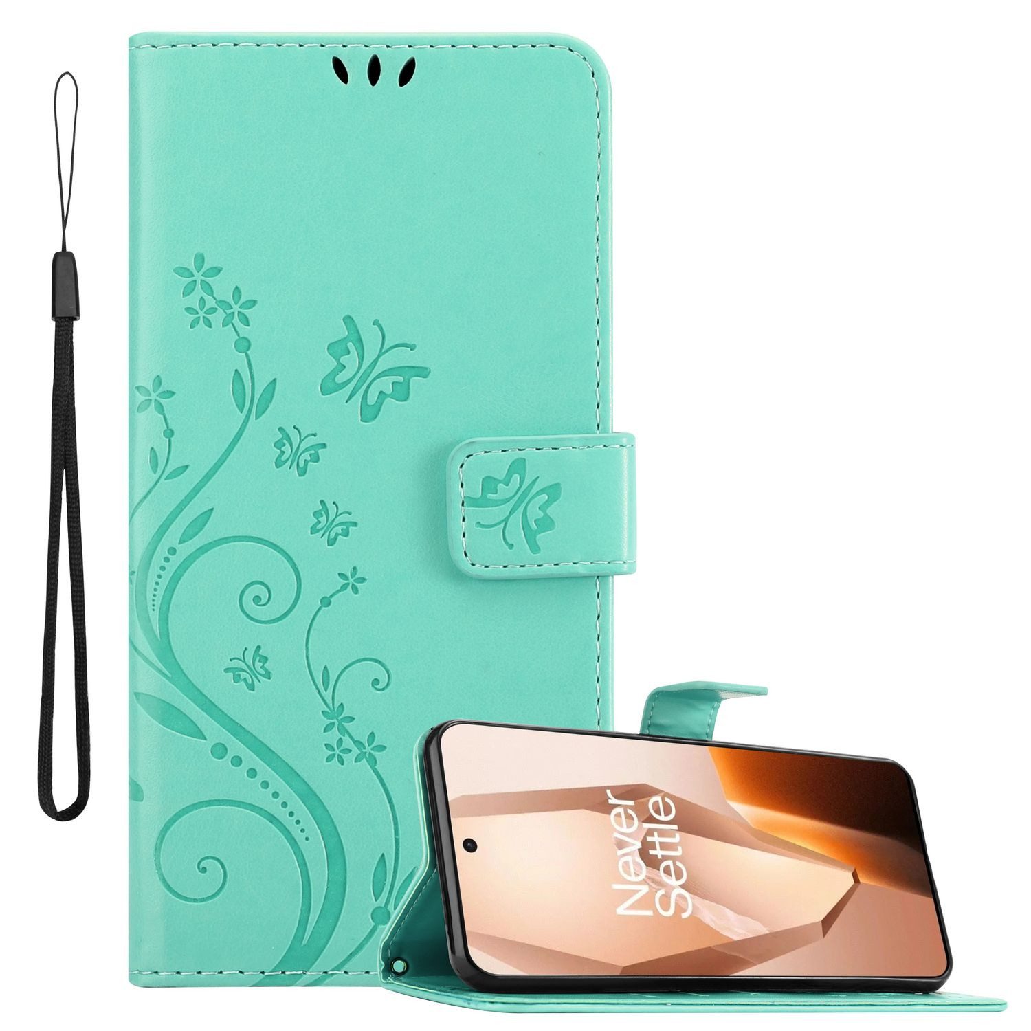 Cadorabo Handyhülle für OnePlus 13R Hülle OnePlus 13R, Hülle Schutzhülle Blumen Flower mit Standfunktion Kartenfach Magnet