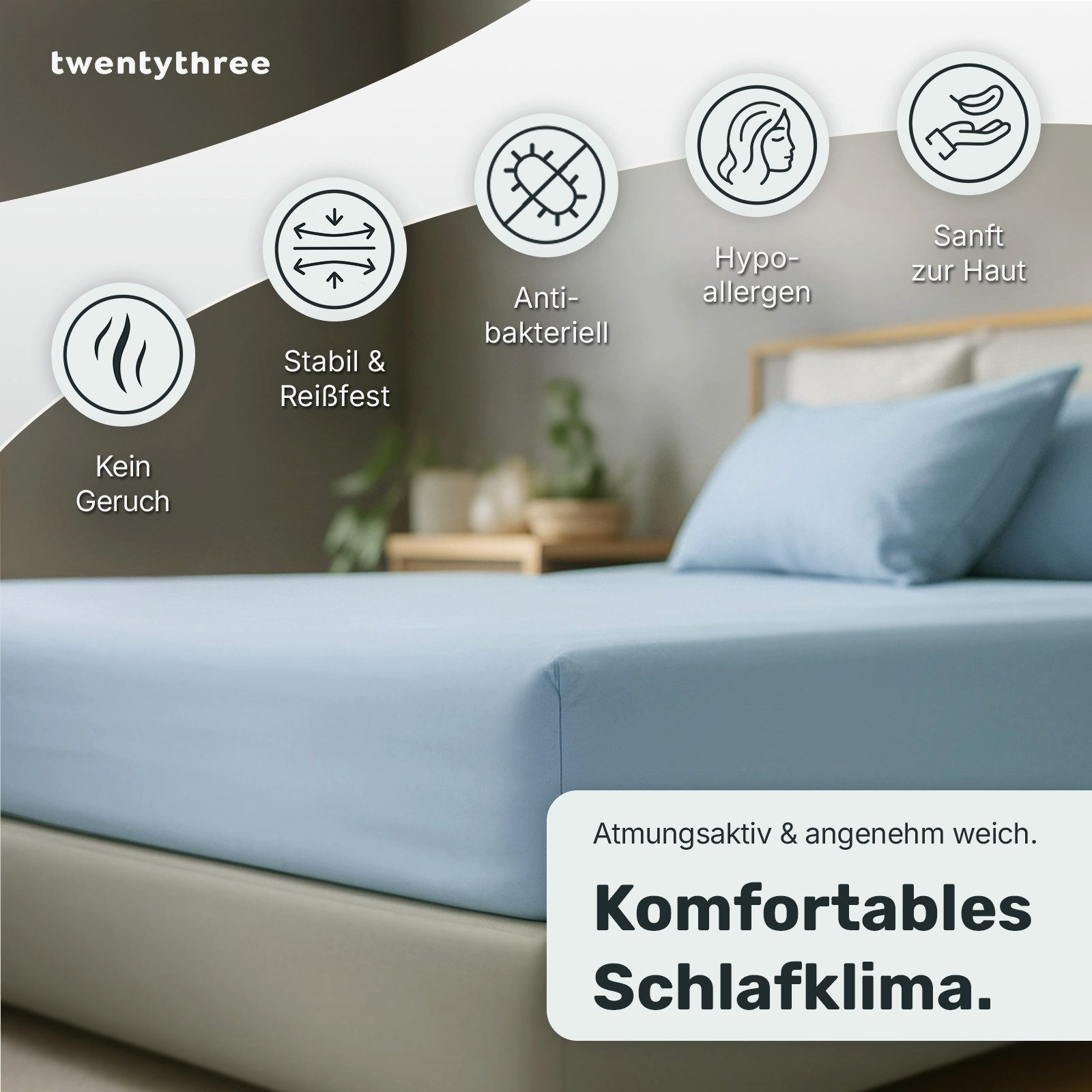 twenty:three® Bettlaken Lyocell Spannbettlaken Ice Sky, günstig online kaufen