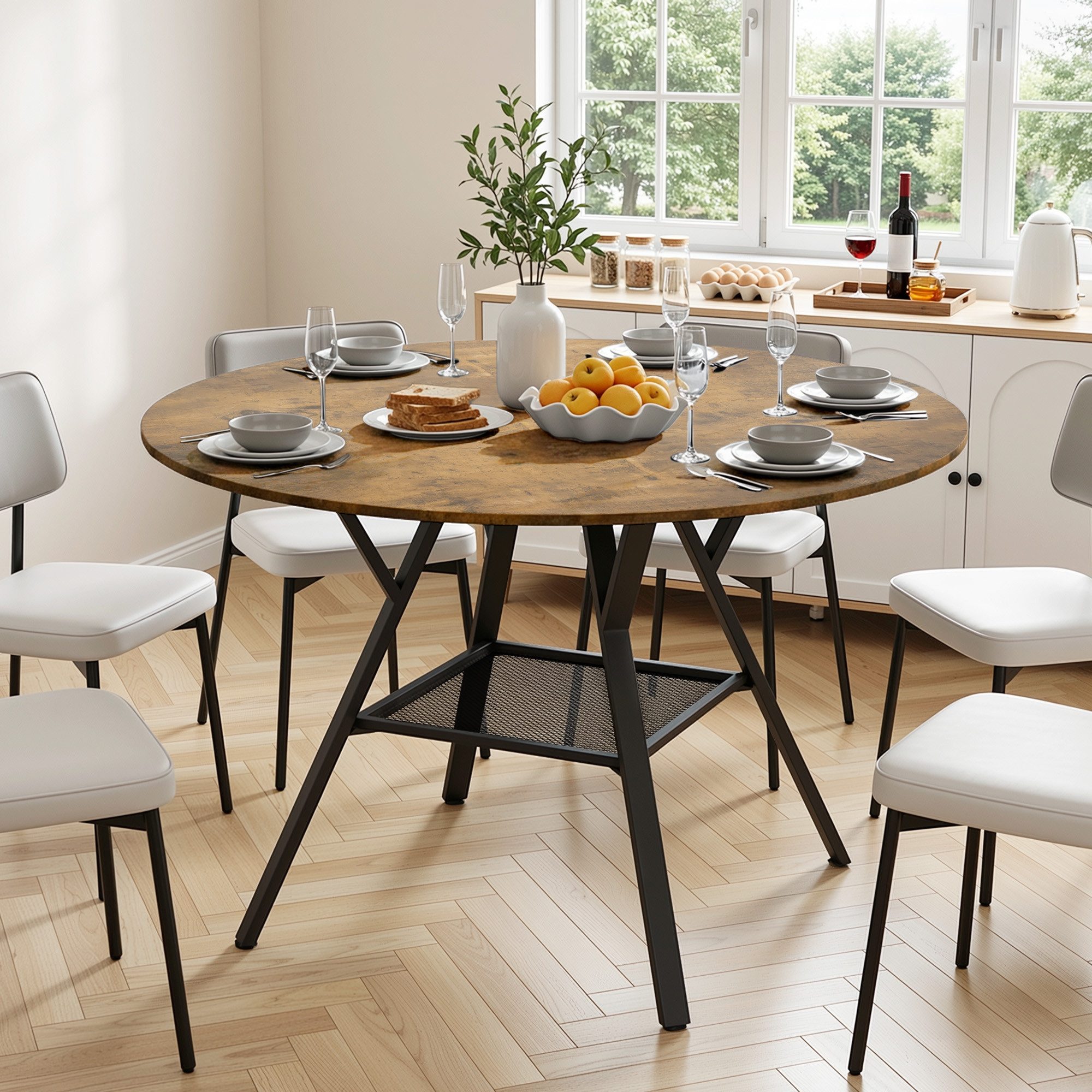 Bealife Esstisch Esstisch Runder mit Stauraum, für 4-6 Personen, R=100/120 cm