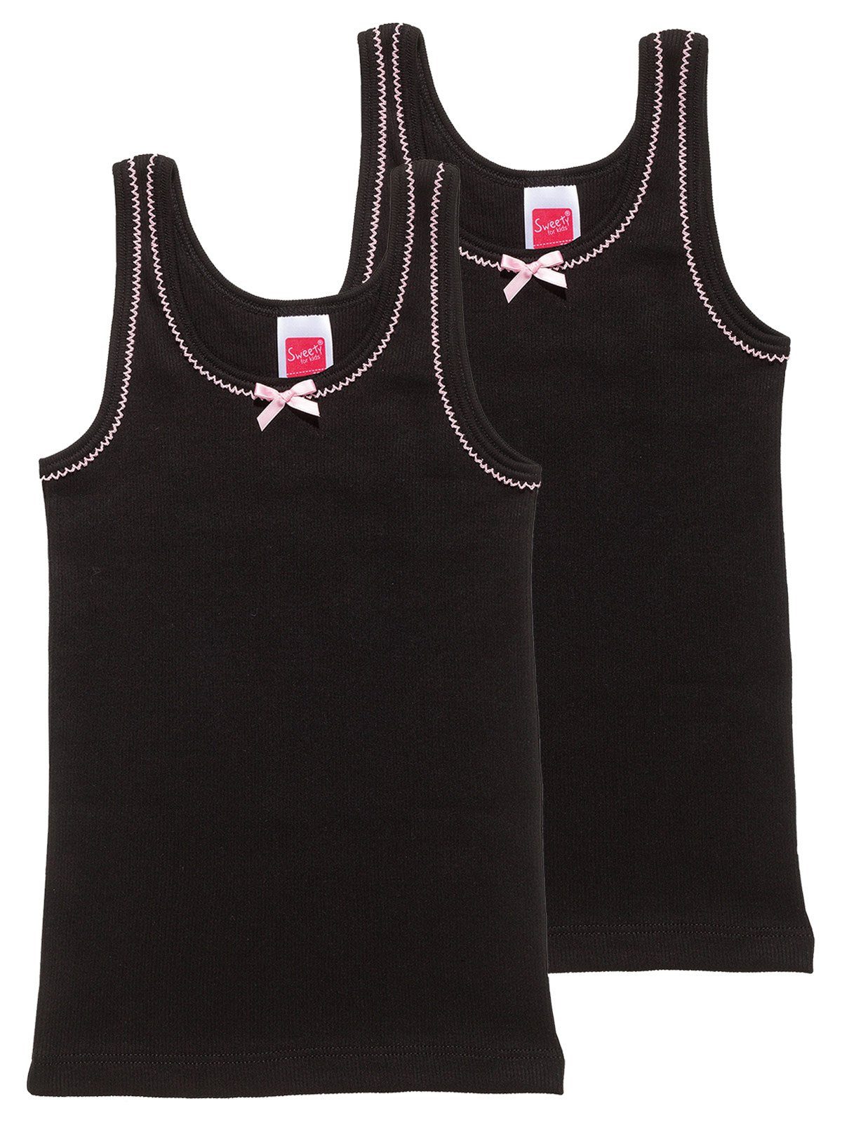 Unterhemd for Sweety hohe 2er Mädchen (Spar-Set, schwarz Achselhemd Markenqualität 2-St) Sparpack Kids Doppelripp