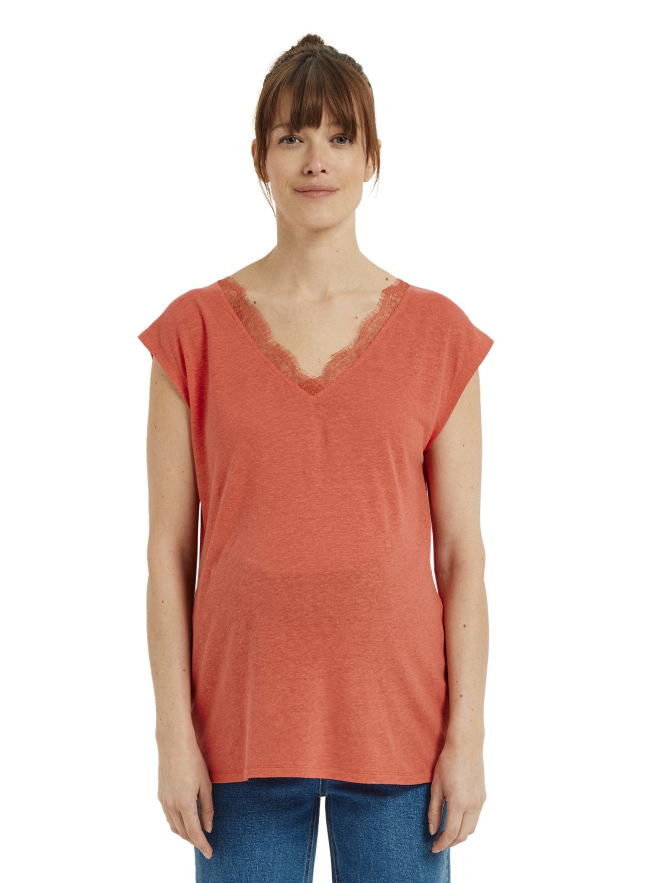 Kurzarmshirt Wendbares Umstands-Shirt aus Leinenmix