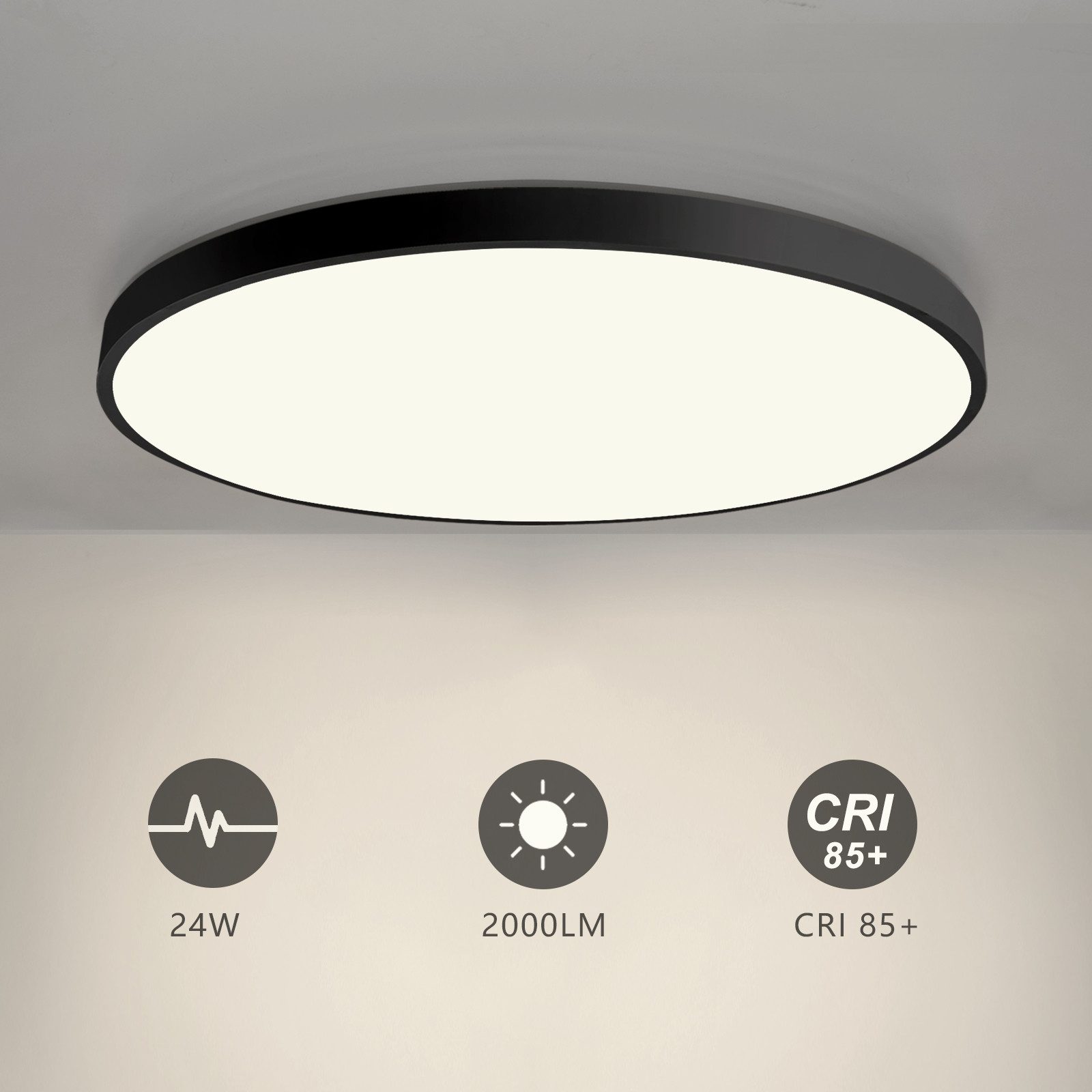 JDONG LED Deckenleuchte Flach Rund Weiß Deckenlampe 24W/36W/54W, Durchmesser 30CM/40CM/50CM, Dimmabr 3000-6000K, LED fest integriert, 3000K Warmweiß, für Schlaf – Bild 2 von 5