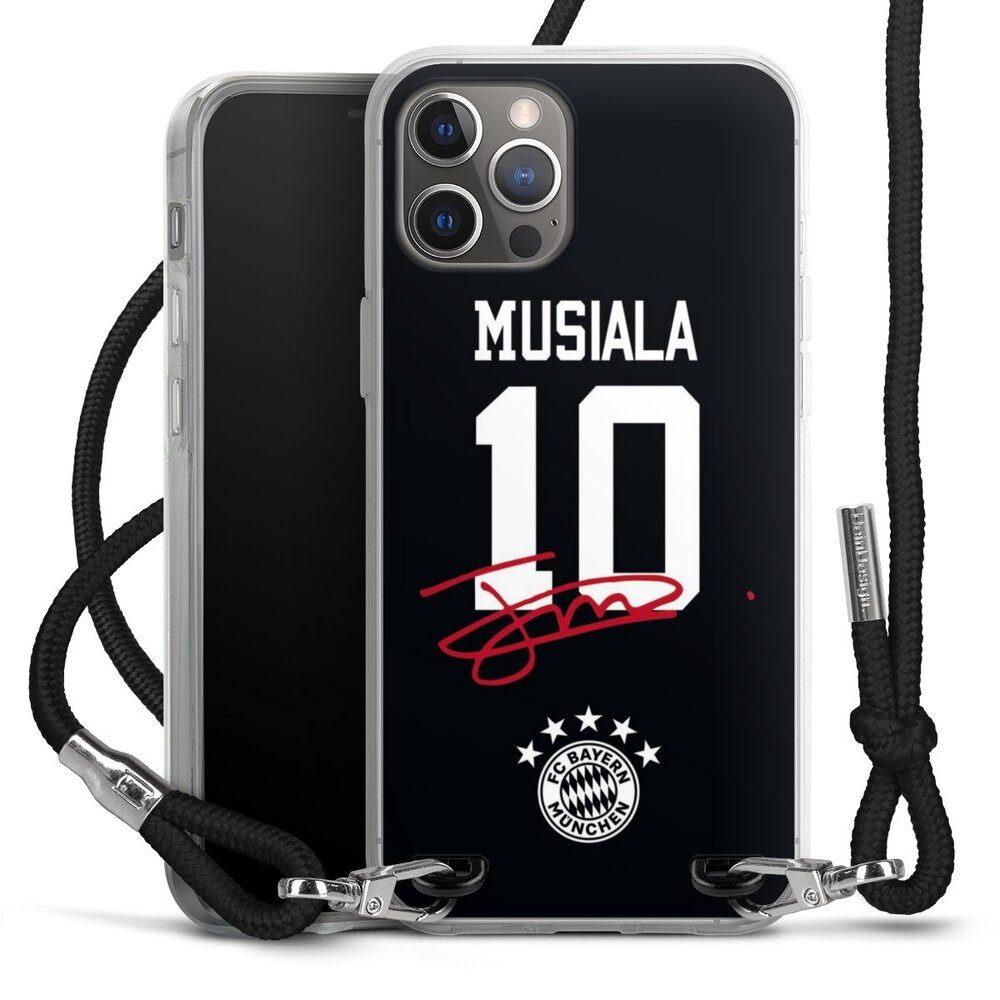 DeinDesign Handyhülle FC Bayern München Jamal Musiala FCB Musiala 10, Apple iPhone 12 Pro Handykette Hülle mit Band Case zum Umhängen