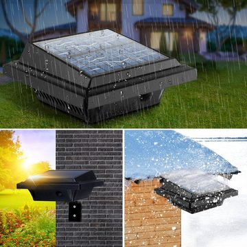 Home safety LED Dachrinnenleuchte 2Stk. 25LEDs Solar Dachrinnenleuchte, mit Lichtsensor, Solarlampen für Außen, Wandlampe Solarlicht, Schwarz,Warmweiß Licht, LED fest integriert, Warmweiß
