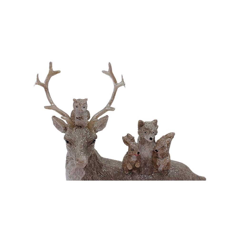 Dekohelden24 Dekofigur Hirsch aus Poly weiß, beige L/B/H 15x19x6cm