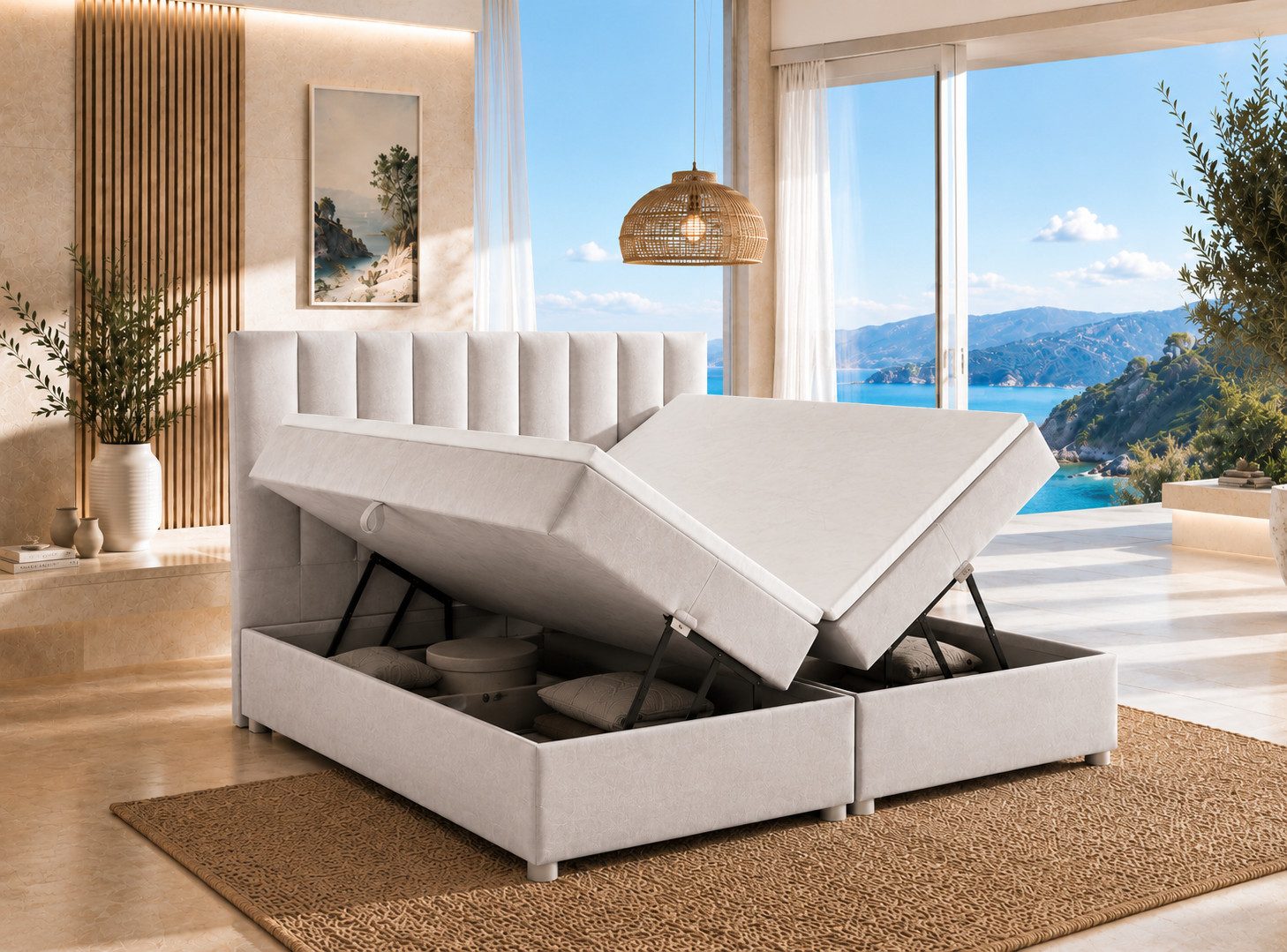 Best for Home Boxspringbett Trinity K-10 mit zwei Bettkasten Premium mit Komfort Topper – modern (Doppelbett mit Stauraum, Federkernmatratze, gepolstertes Kopfteil, Doppelbett versch. Größen, 140x200 160x200 180x200 200x200 cm), Handwerksqualität, TOP Preis-Leistungs-Verhältnis