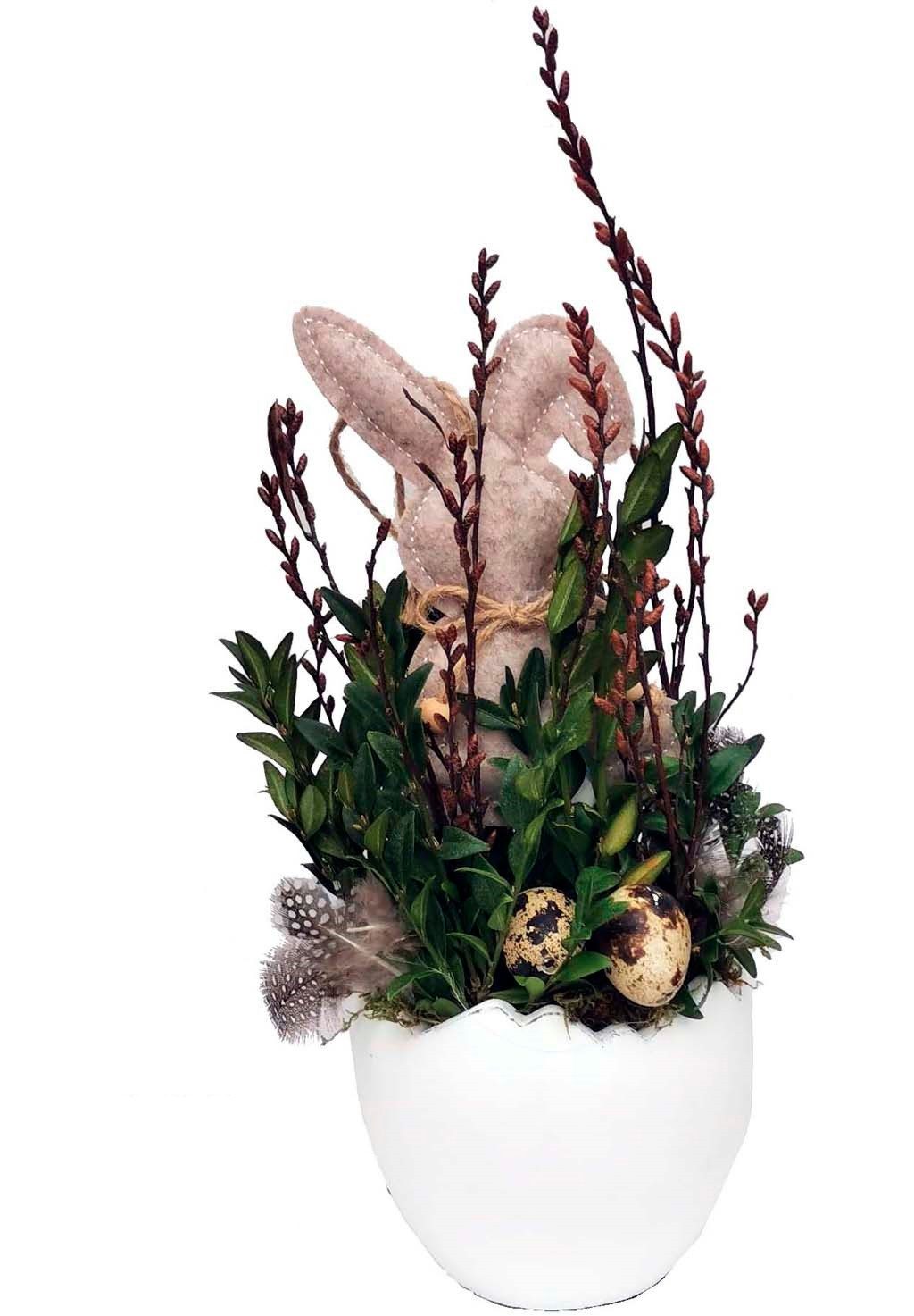 CreaFlor Home Osterkranz Frühling, Höhe: 30cm, Farbe: Braun, Motiv: Hase
