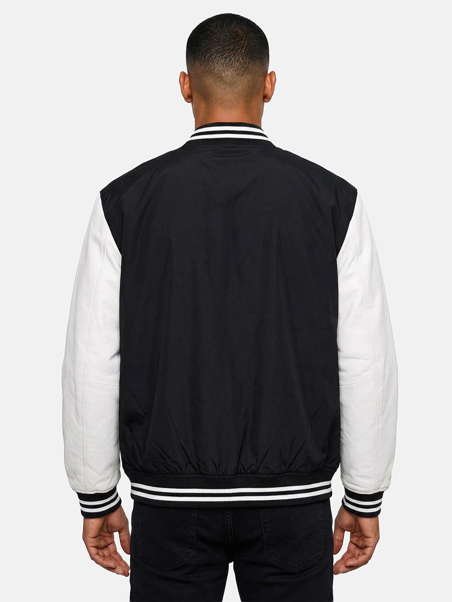 Tazzio Bomberjacke A807 College-Style mit Patch, Kontrastärmeln & Stickerei-Details