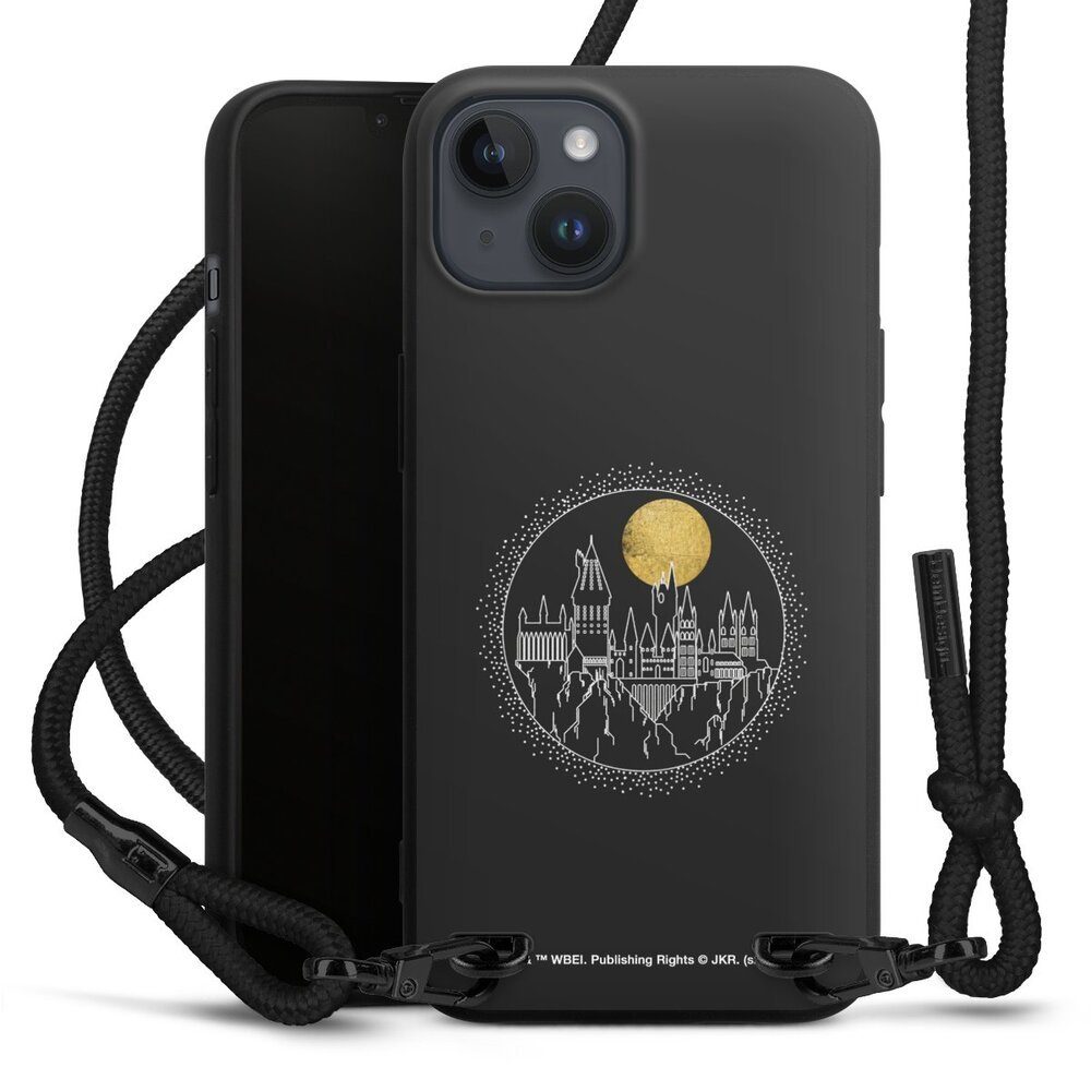DeinDesign Handyhülle Hogwarts Mond Harry Potter Hogwarts Golden Moon, Apple iPhone 14 Plus Premium Handykette Hülle mit Band Cover mit Kette