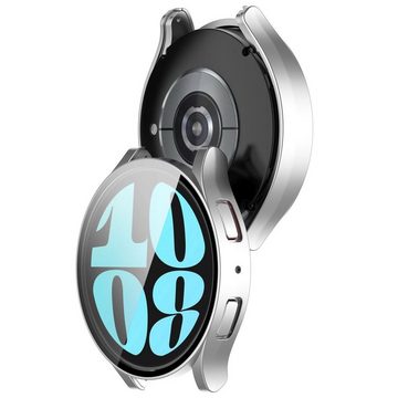 Wigento Smartwatch-Armband Für Samsung Galaxy Watch 6 40mm Integrierte Uhrenschutzhülle Silber
