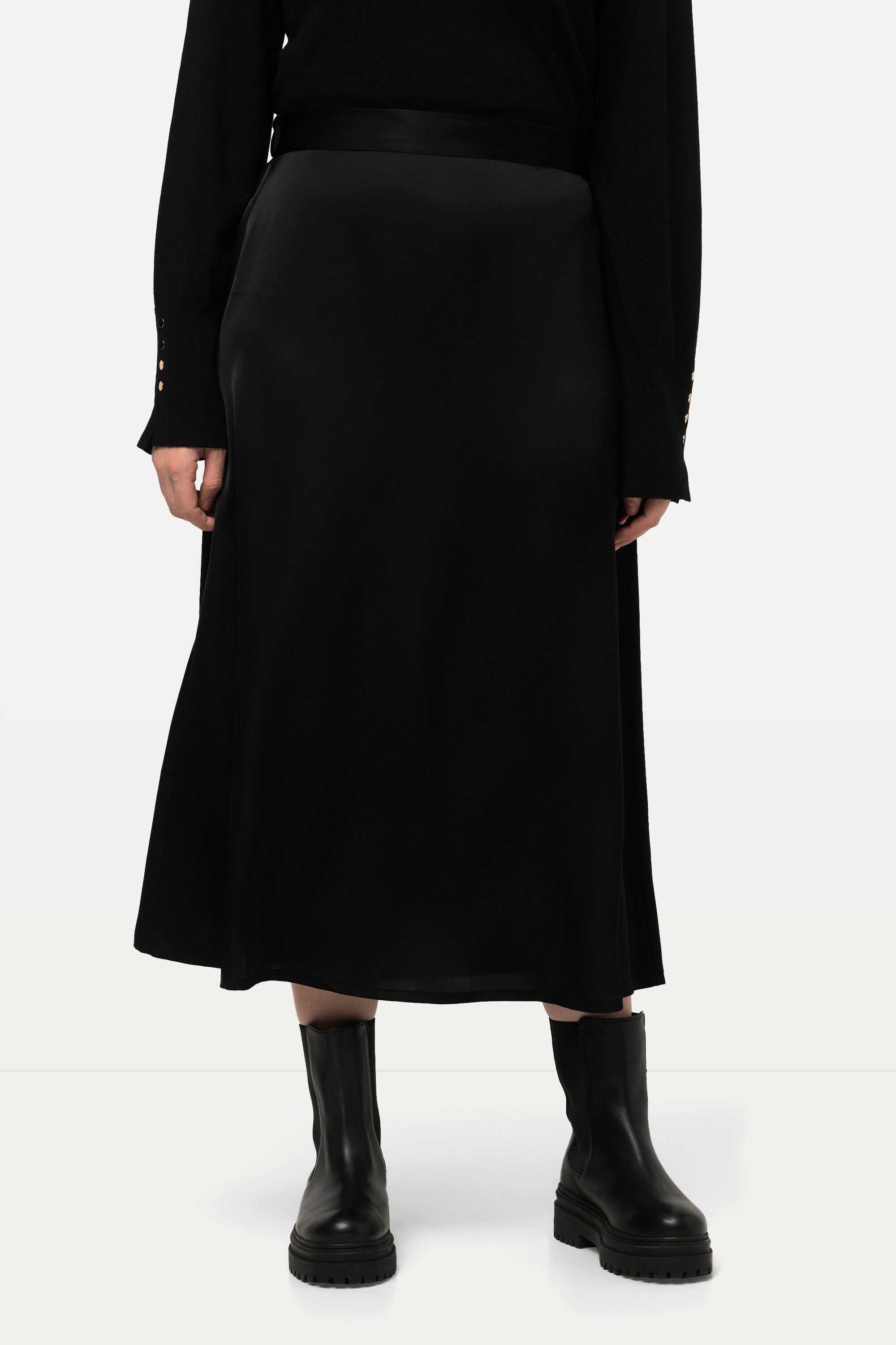 Ulla Popken Midirock Satin-Midirock A-Linie Komfortbund günstig online kaufen