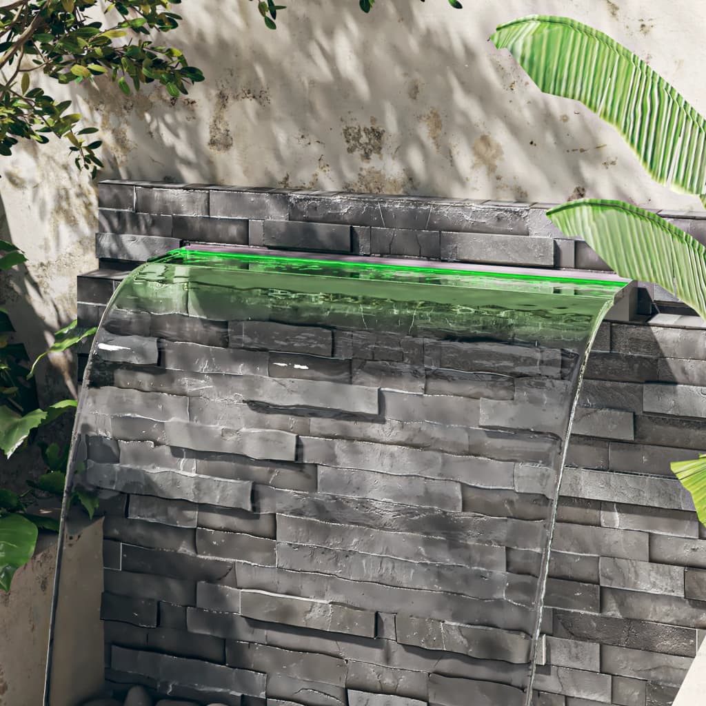 vidaXL Wasserfall Wasserfall-Element mit RGB LEDs Edelstahl 108 cm