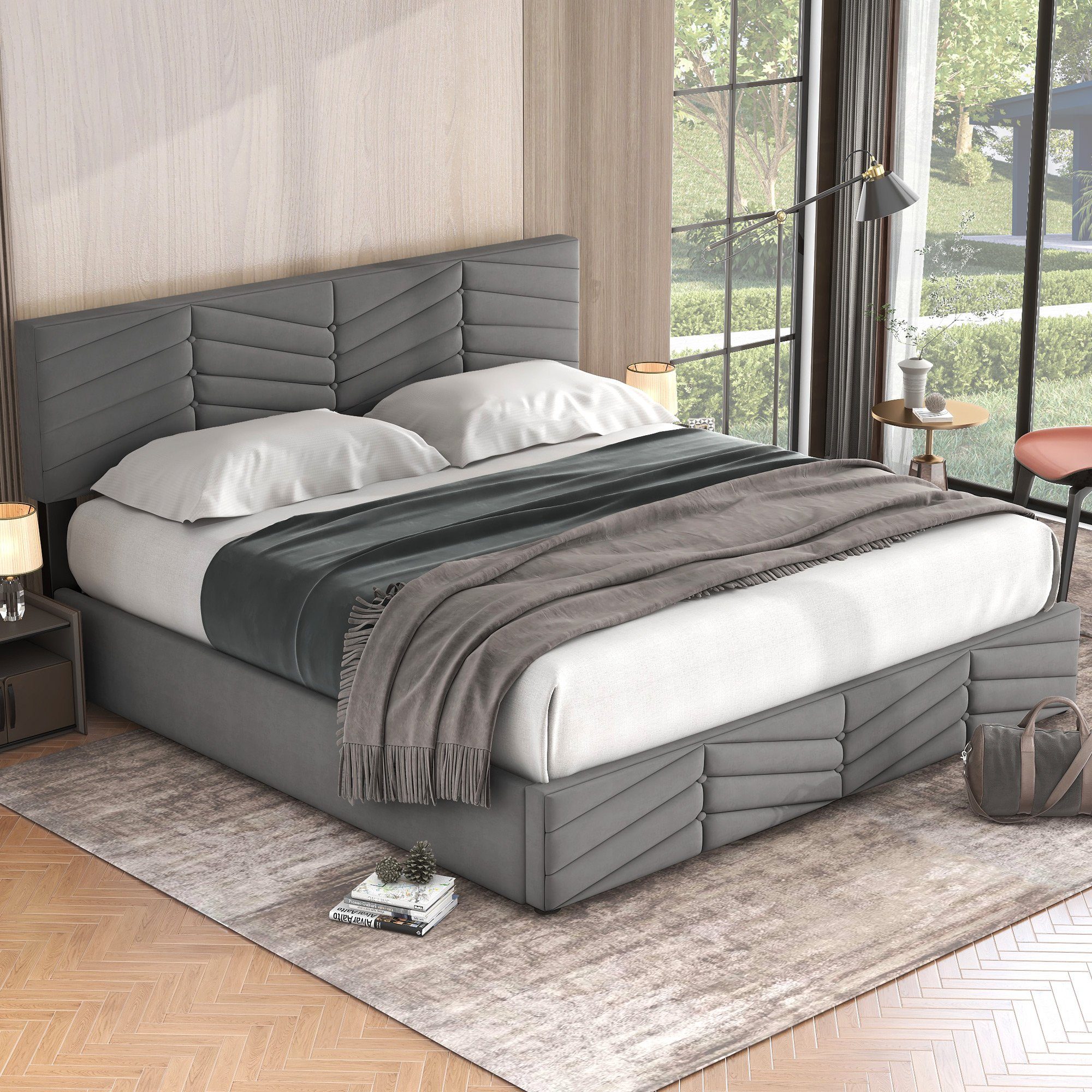 SOFTWEARY Polsterbett Doppelbett mit Lattenrost und günstig online kaufen