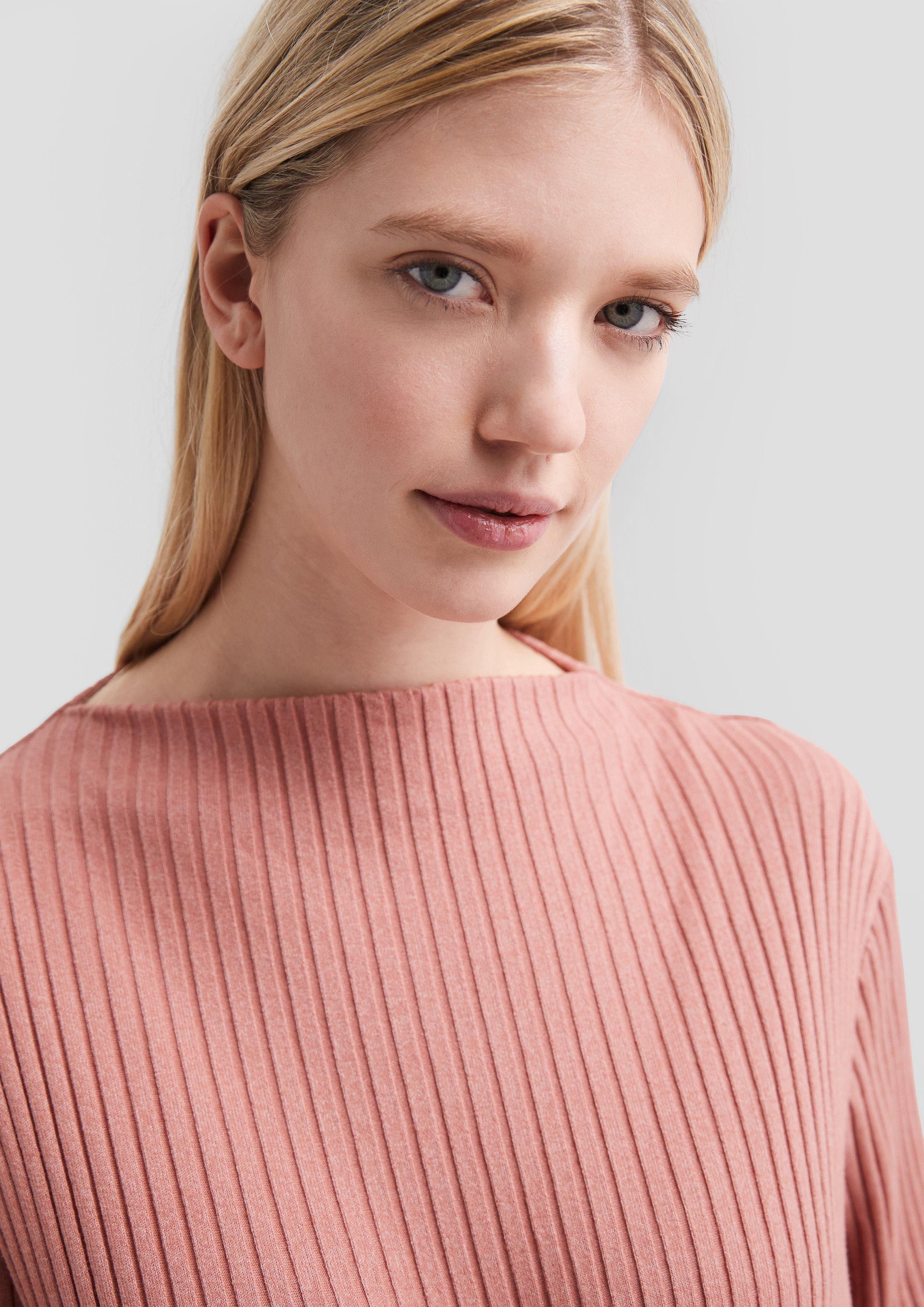 QS Langarmshirt Geripptes Langarmshirt mit Stehkragen günstig online kaufen