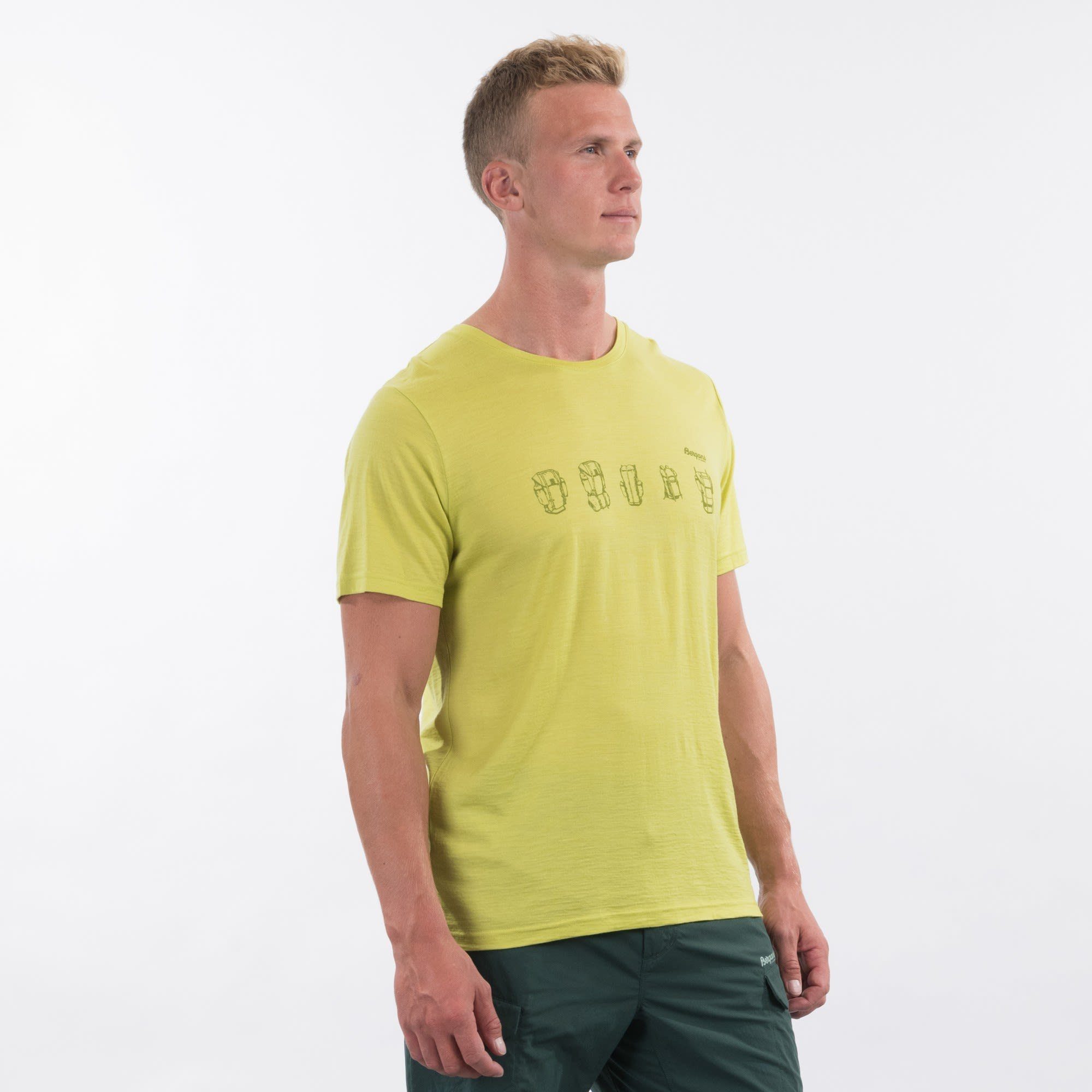 Green - Kurzarm-Shirt Green Green Tee T-Shirt Wool Bergans Green Herren Backpack M Bergans Dark