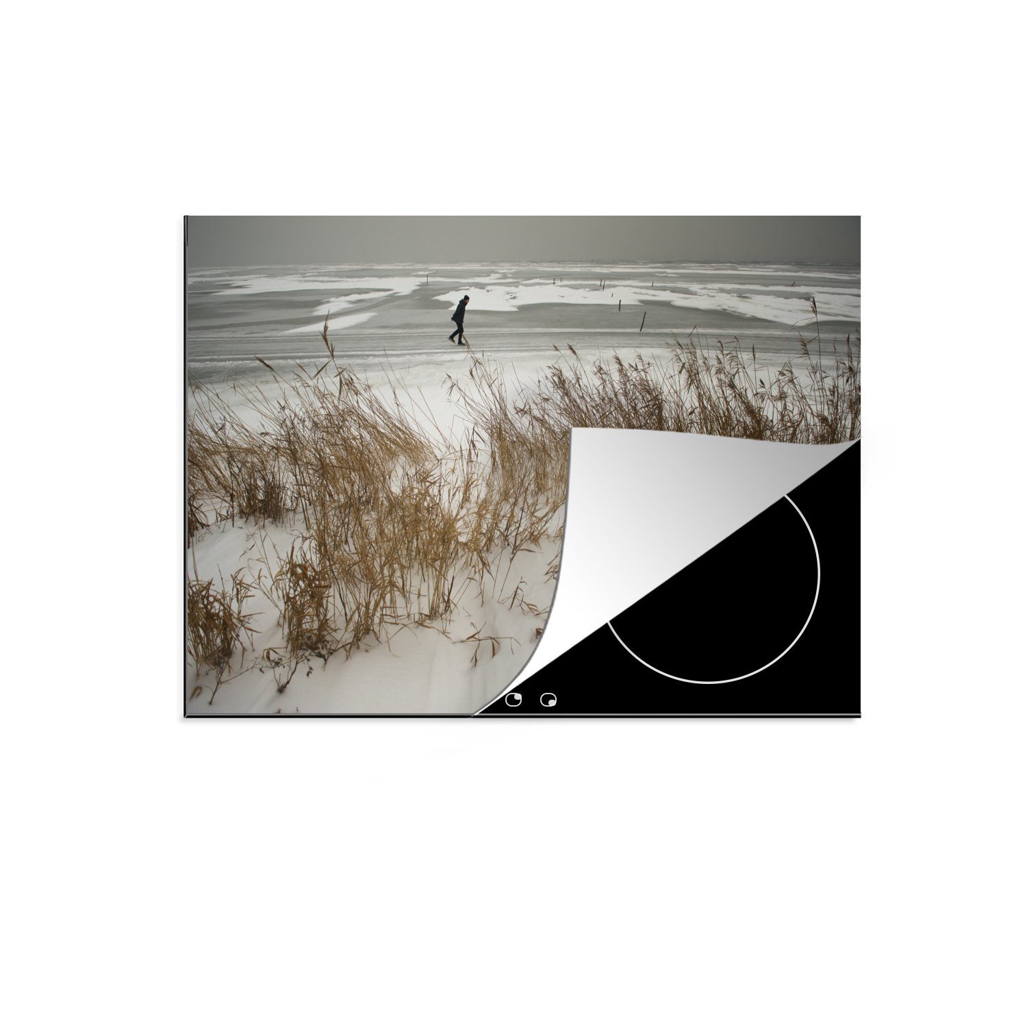 MuchoWow Herdblende-/Abdeckplatte Der Strand von Volendam am Meer, Vinyl, (1 tlg), 70x52 cm, Mobile Arbeitsfläche nutzbar, Ceranfeldabdeckung