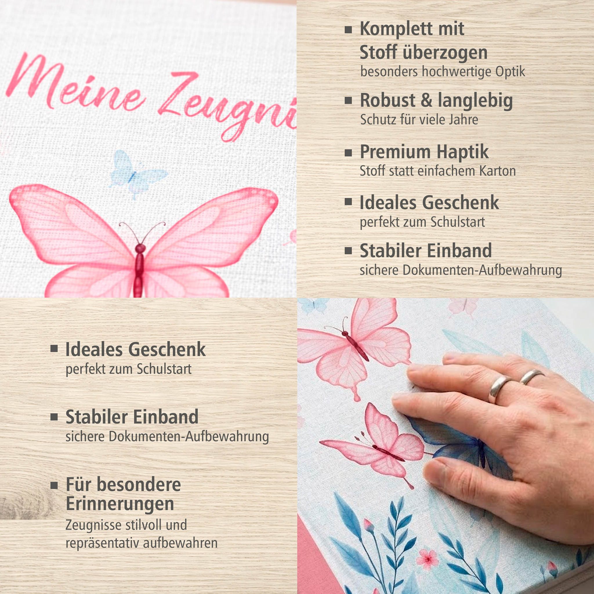 itenga Bewerbungsmappe itenga Zeugnismappe A4 mit Schraubverschluss Motiv Schmetterling ELARA – Bild 5 von 5