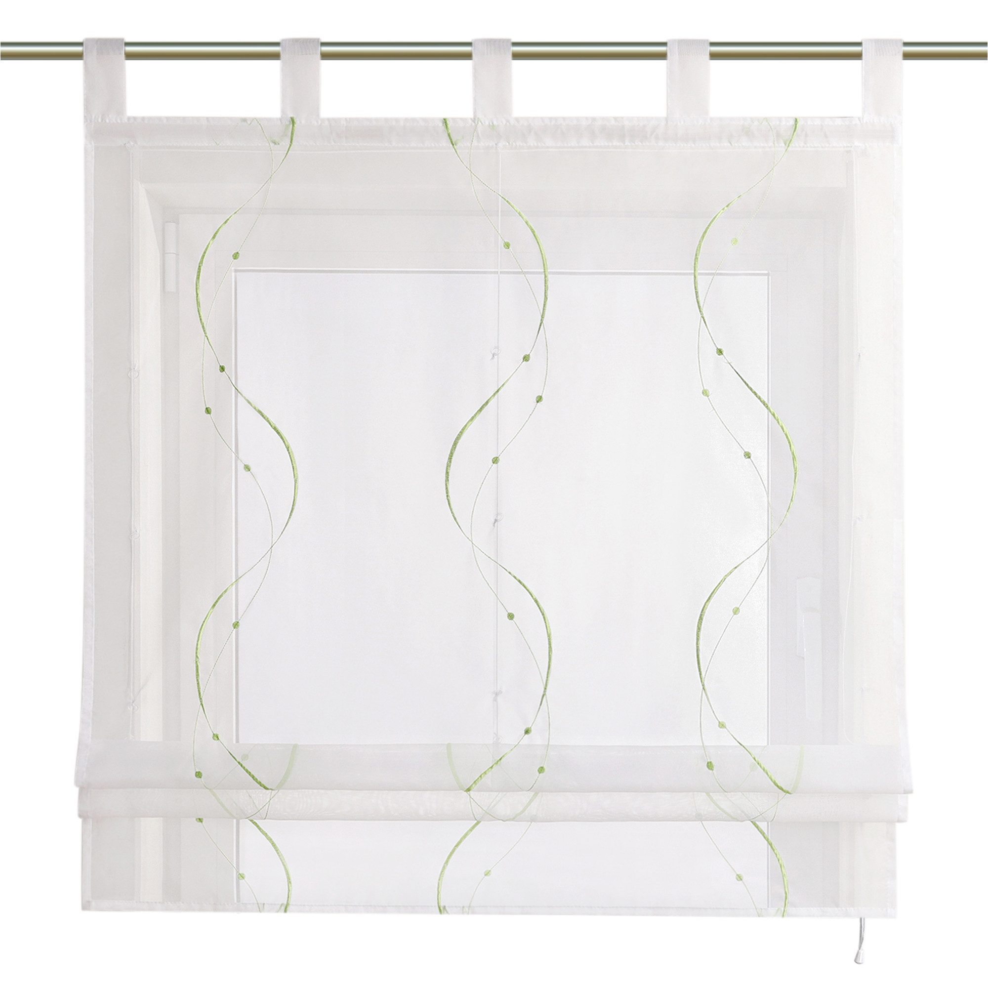 Joyswahl Raffrollo, mit Schlaufen, Ösenrollo Modern Bestickt für Küche Wohn günstig online kaufen