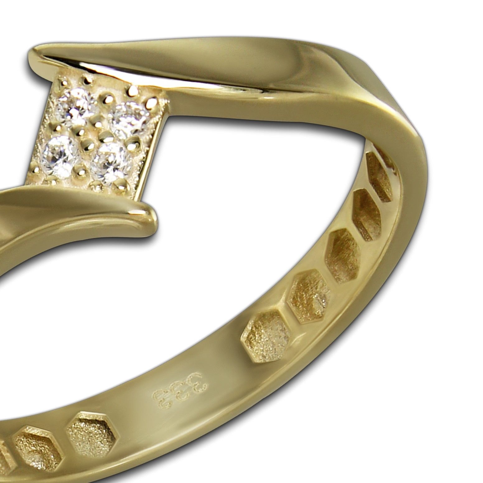 GoldDream Goldring GoldDream Gold Ring Square Gr.54 (Fingerring), Damen Ring Square, 54 (17,2), 333 Gelbgold - 8 Karat, gold, weiß
