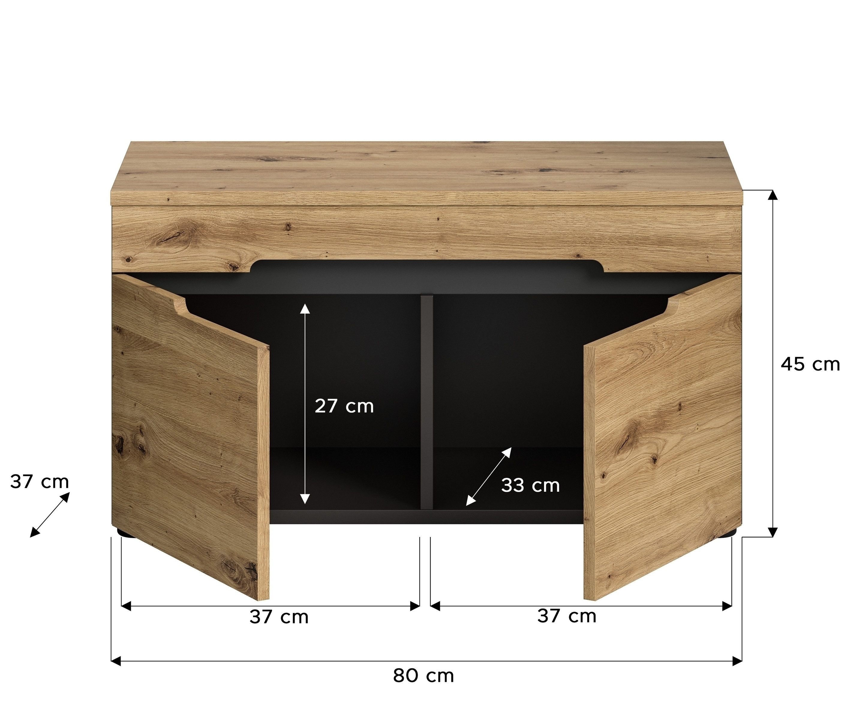 freiraum Sitzbank Canu, in Basalt Grau / Artisan - 80x45x37cm (BxHxT)