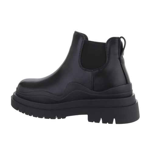 Ital-Design Damen Chelsea Freizeit Stiefelette Blockabsatz Chelsea Boots in Schwarz