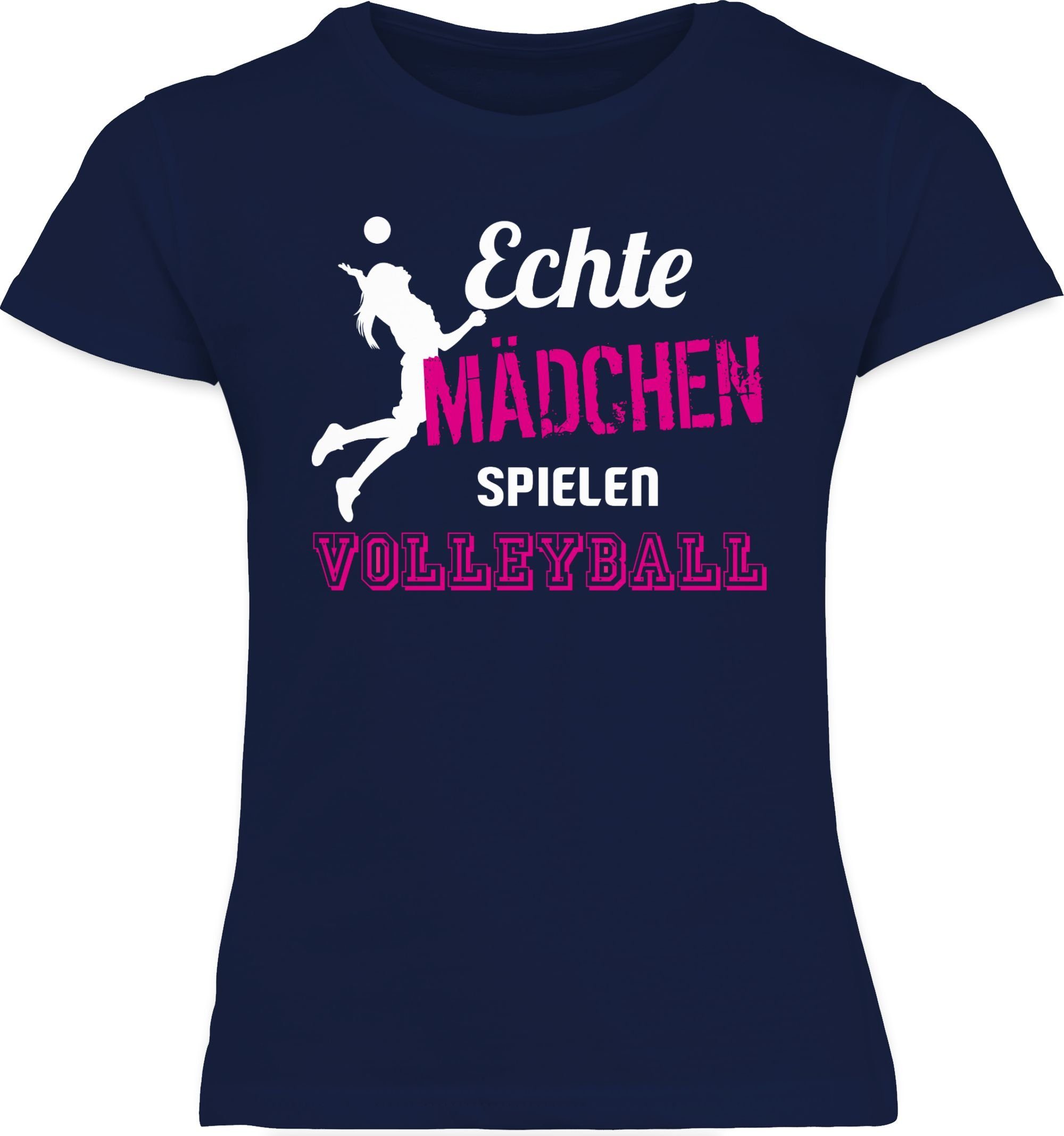 Shirtracer T-Shirt Echte Mädchen Kinder Sport Dunkelblau Volleyball 2 Kleidung spielen