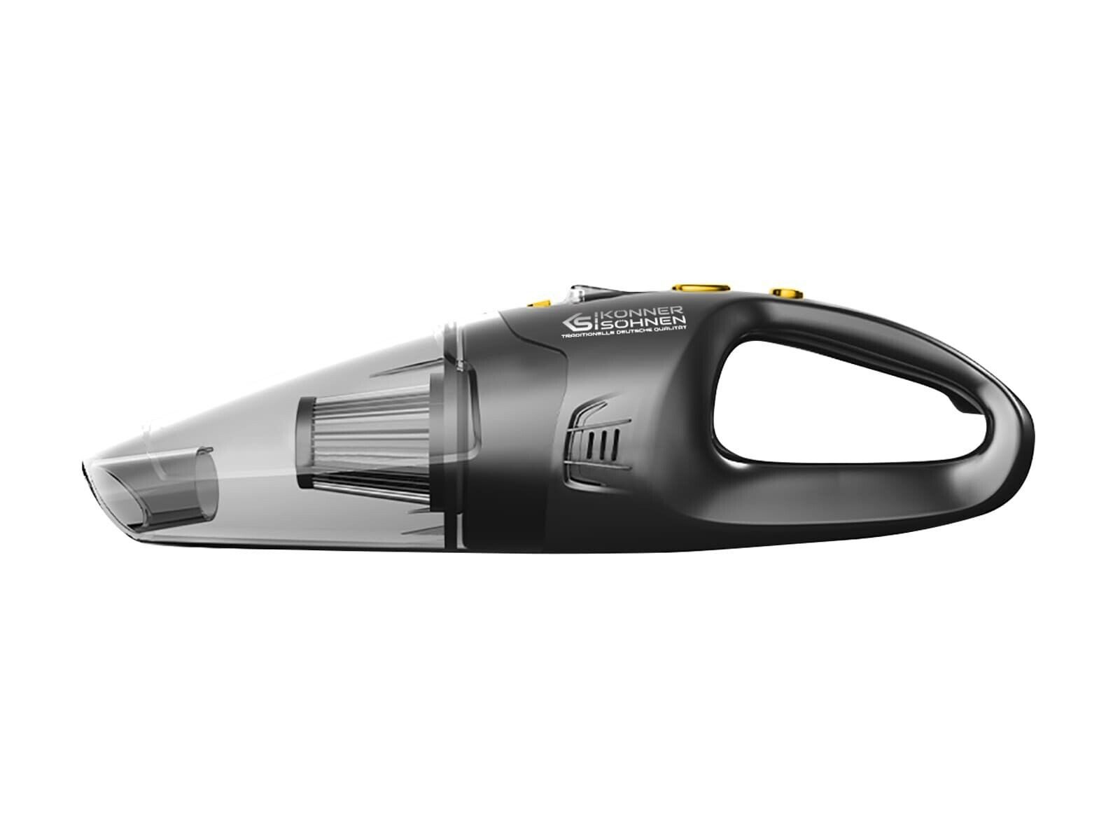 Könner & Söhnen Handstaubsauger KS VC20, 3m Kabel für Kofferraum, LED-Licht, transparenter Behälter schwarz