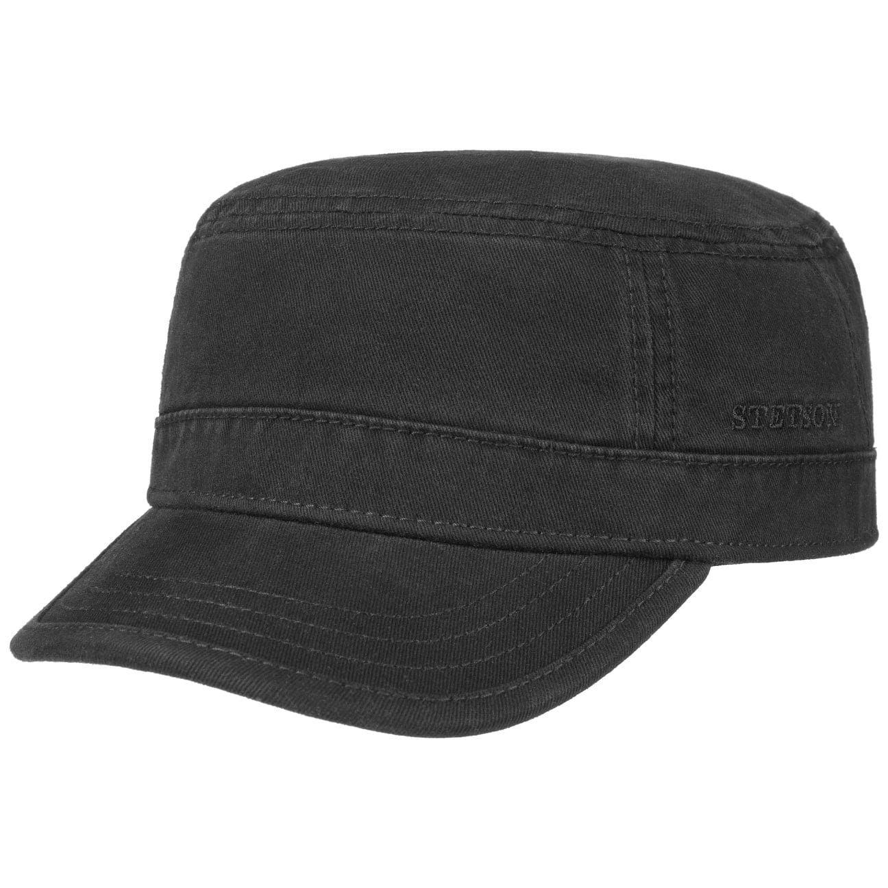 schwarz Stetson Cap (1-St) Schirm Army Baumwollcap mit