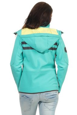 Geographical Norway Softshelljacke Damen Softshell Jacke G-Rose by leyoley mit abnehmbarer Kapuze, hochschließender Kragen