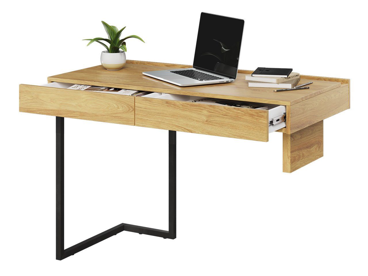 MIRJAN24 Schreibtisch Teen Flex 2S TF-06 (mit 2 Schubladen), Schreibtisch universell Links / Rechts, Metallfüße
