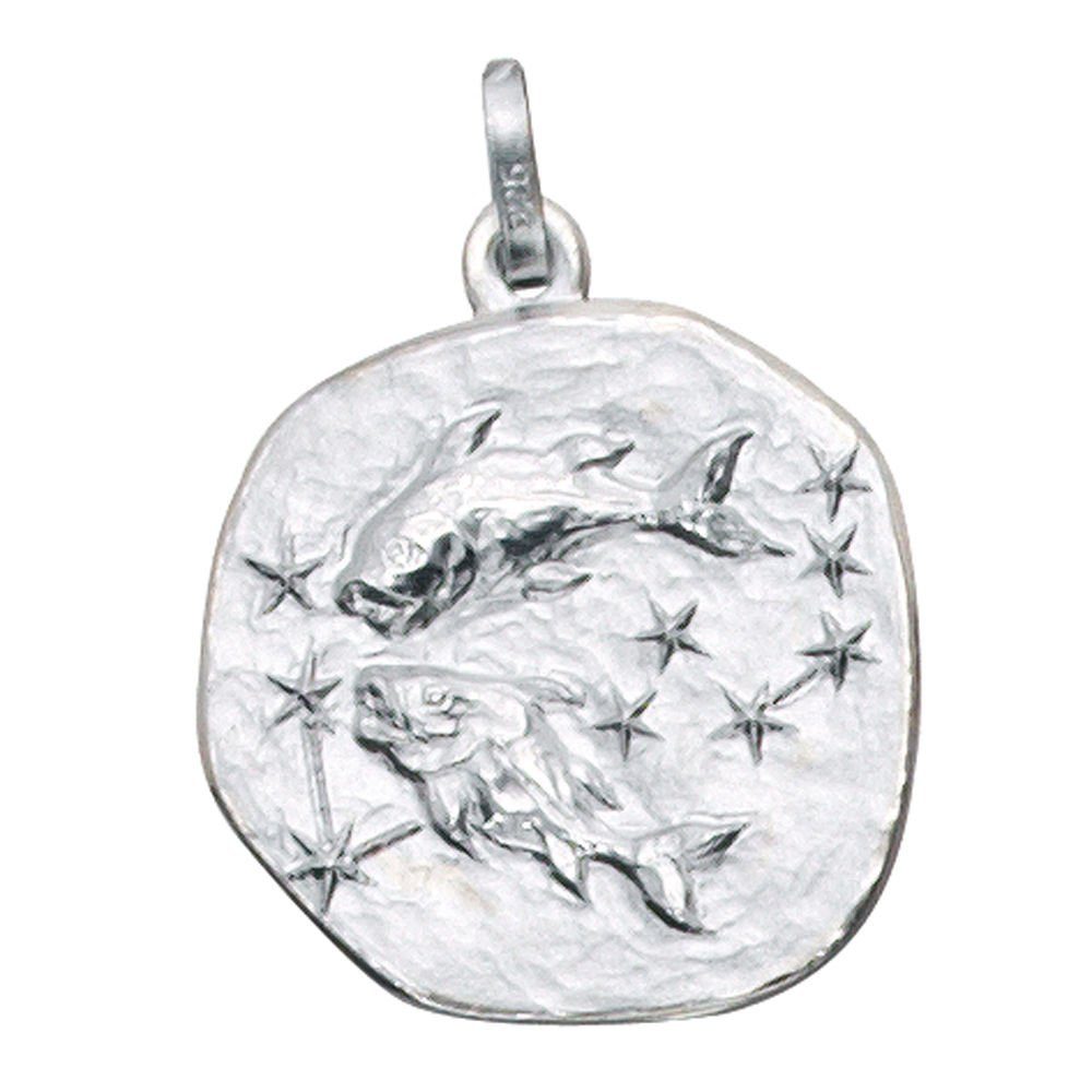 Schmuck Krone Kettenanhänger Fische Silber - Sternzeichen 925 Sterlingsilber Halsschmuck, Echt Silber 925 aus Anhänger