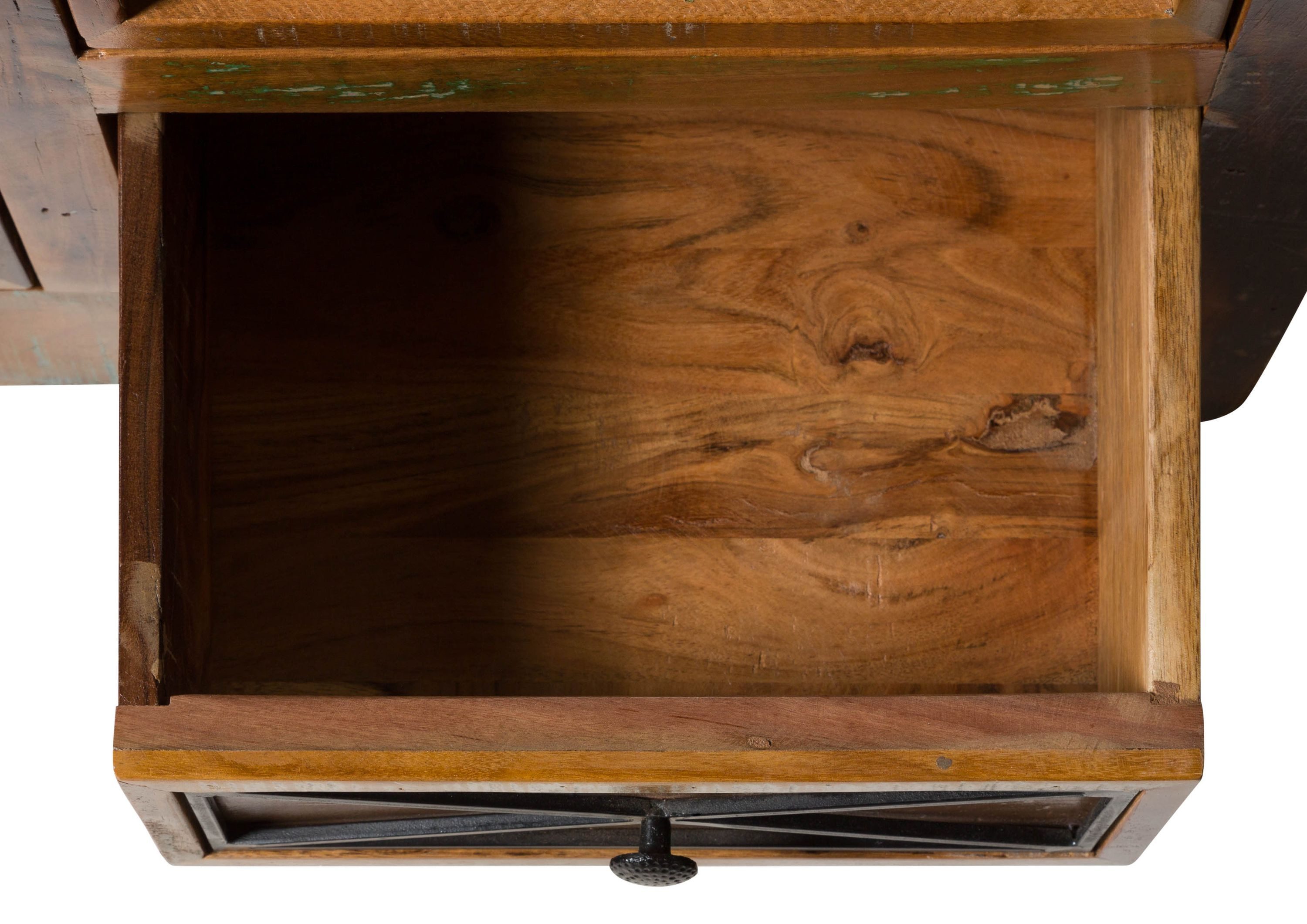 Massivmoebel24 Standvitrine NATURE OF SPIRIT (Vitrine Altholz 90x40x190 mehrfarbig lackiert NATURE OF SPIRIT #138) Vitrine Altholz 90x40x190 mehrfarbig lackiert NATURE OF SPIRIT #138
