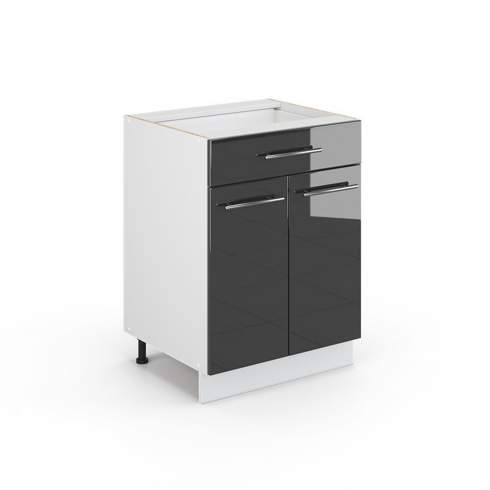Vicco Unterschrank Fame-Line, Anthrazit Hochglanz/Weiß 60cm, ohne Arbeitsplatte (1-St)