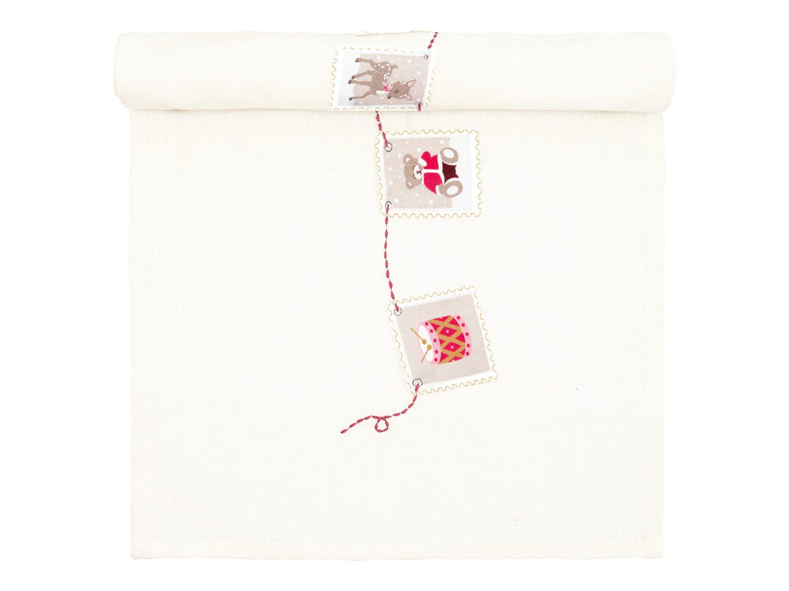 Greengate Tischläufer Xmas letter Tischläufer mit Stickerei white 140x40cm