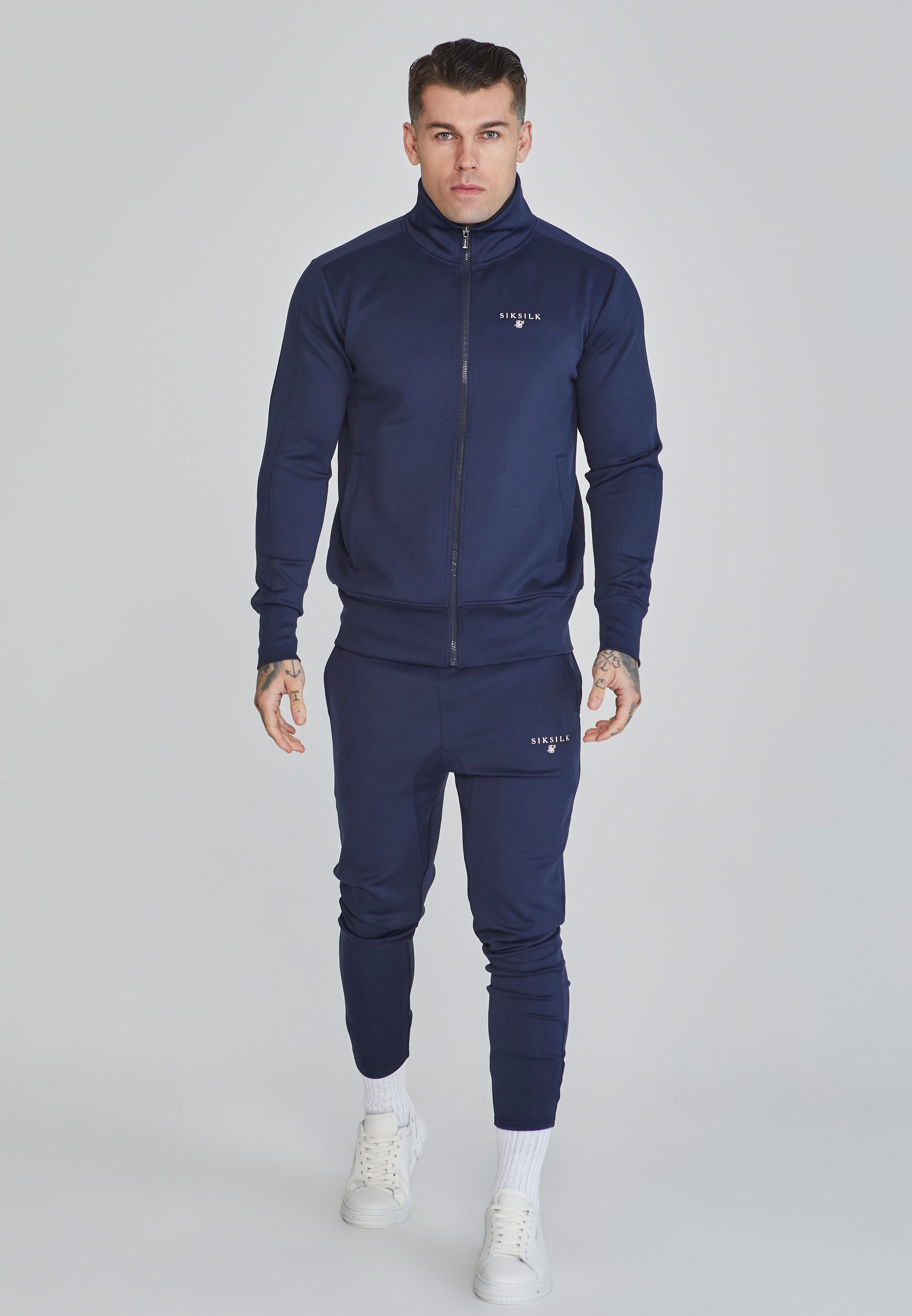 Siksilk Sweatjacke SikSilk Herren Marineblaue Essentials Poly Trainingsjacke
