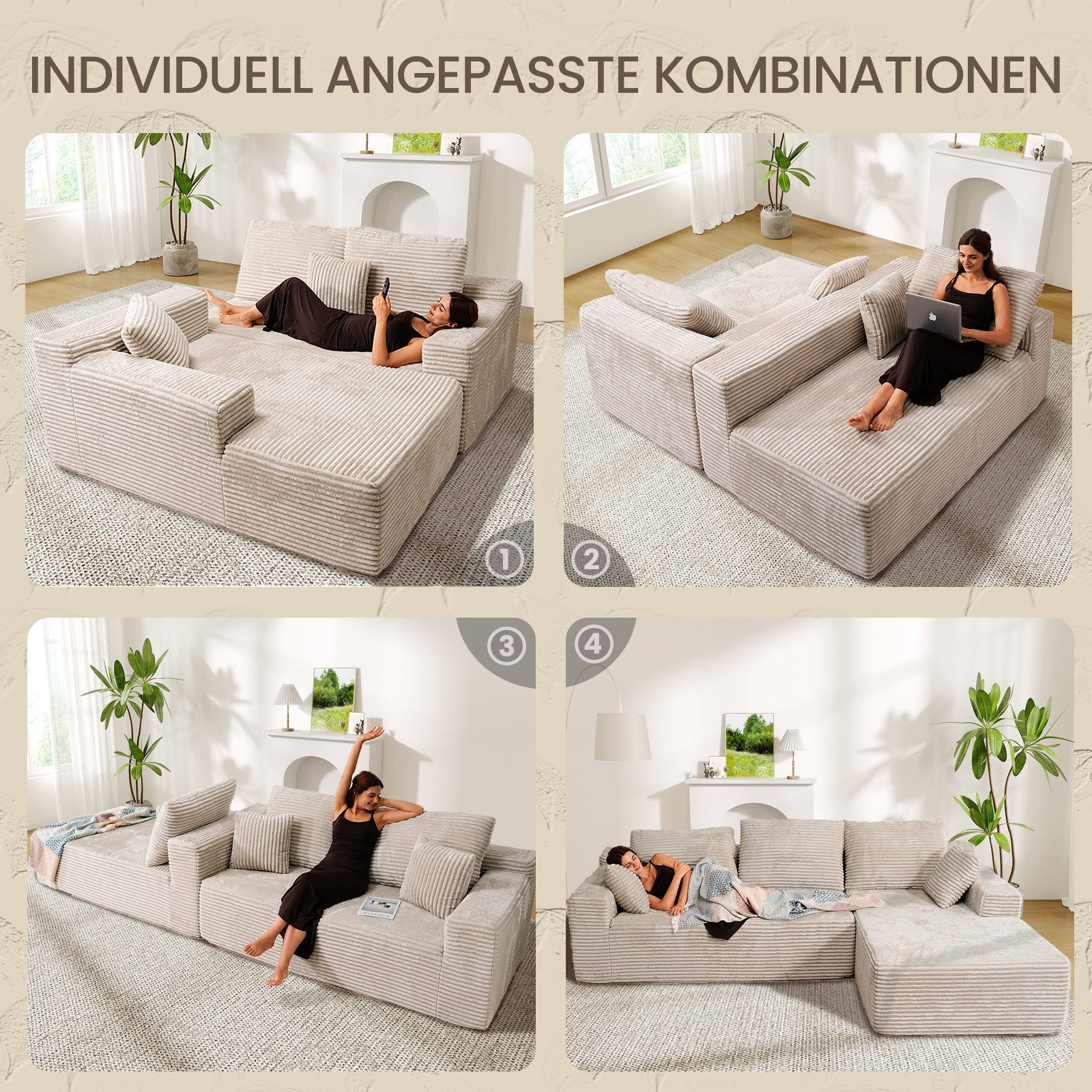 Patbrela Ecksofa Rechtes Ecksofa: 263 x 171 x 59 cm, modular konfigurierbar günstig online kaufen
