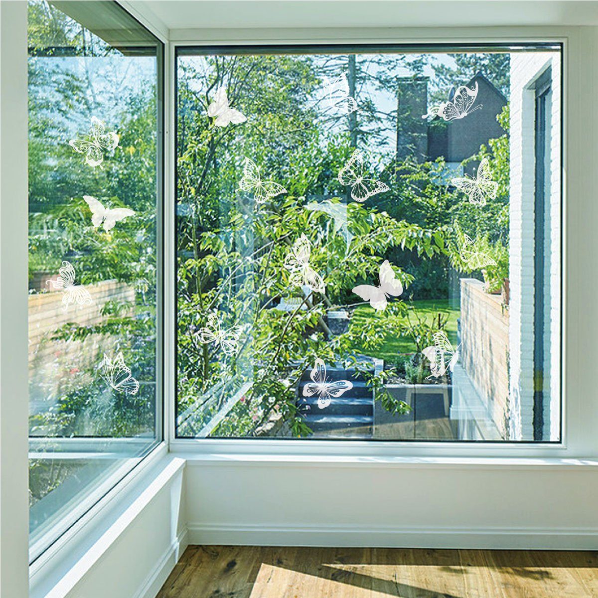 48 Juoungle Stück Fensterbild Fensterschlagschutz-Aufkleber,Schmetterling,Fensteraufkleber