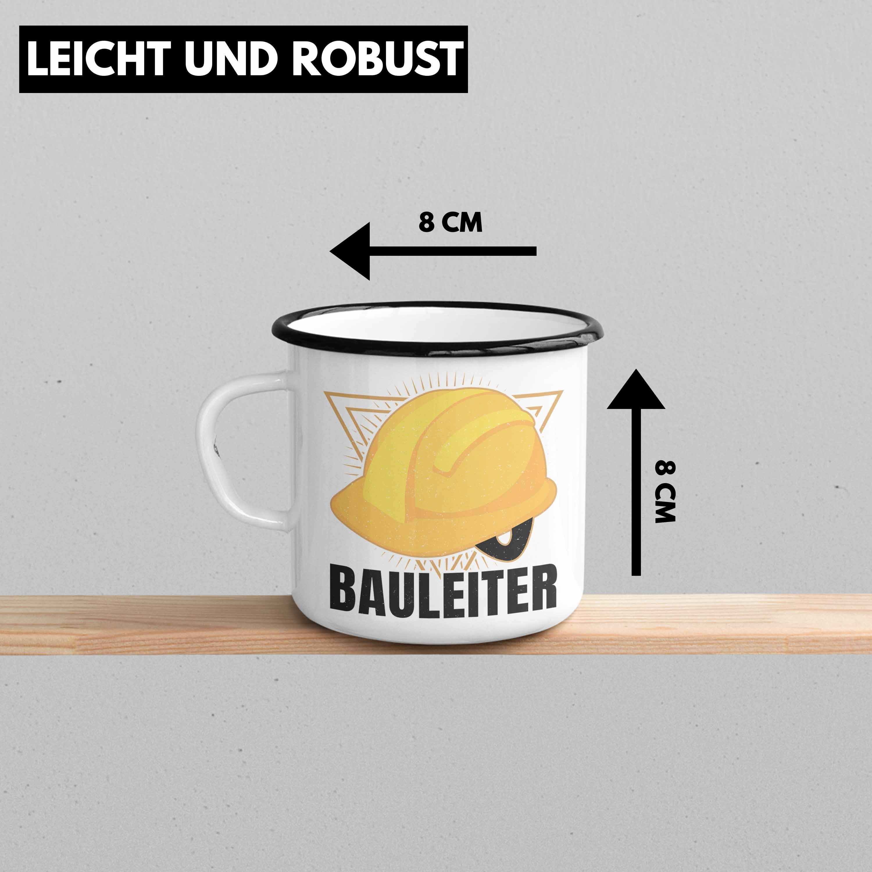 Lustige Trendation Thermotasse Tasse Schwarz Trendation Geschenk Baustelle Emaille Bauarbeiter Emaille - Tasse Bauleiter