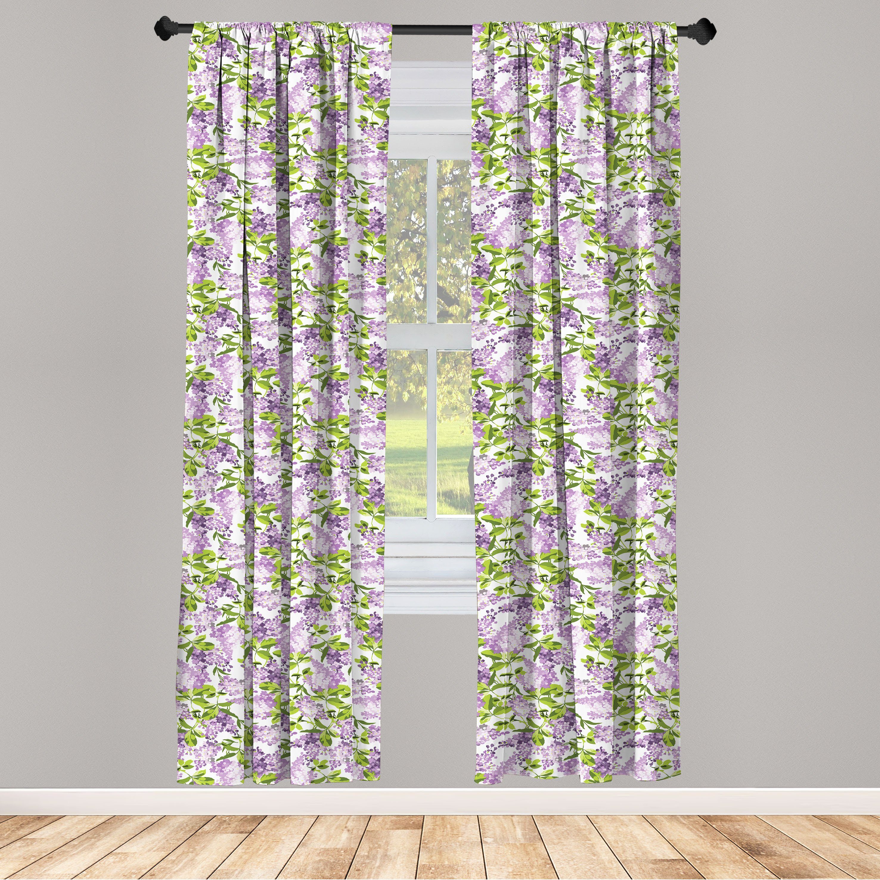 Gardine Vorhang für Wohnzimmer Schlafzimmer Dekor, Abakuhaus, Microfaser, Mauve Botanic Frühling Pflanzen