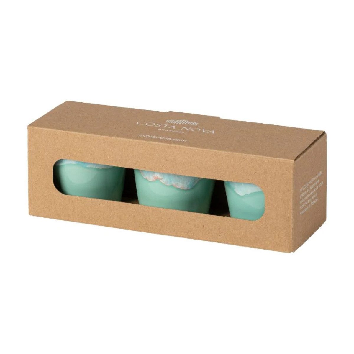 Costa Nova Espressotasse Grespresso Aqua, Geschenkbox, Costa Nova, 3-tlg., Keramik, 6,5 x 6,4 cm, Höhe 5,8 cm, 7 cl