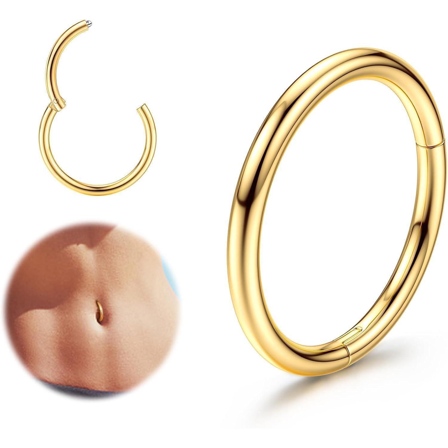 Bauchnabelpiercing Bauchnabelpiercing 14G Hoop Edelstahl Opal CZ Nabelring 8mm 10mm 12mm