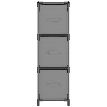 vidaXL Fächerschrank Lagerschrank mit 3 Stoff-Schubladen Grau 34x34x101 cm Stahl (1-St)