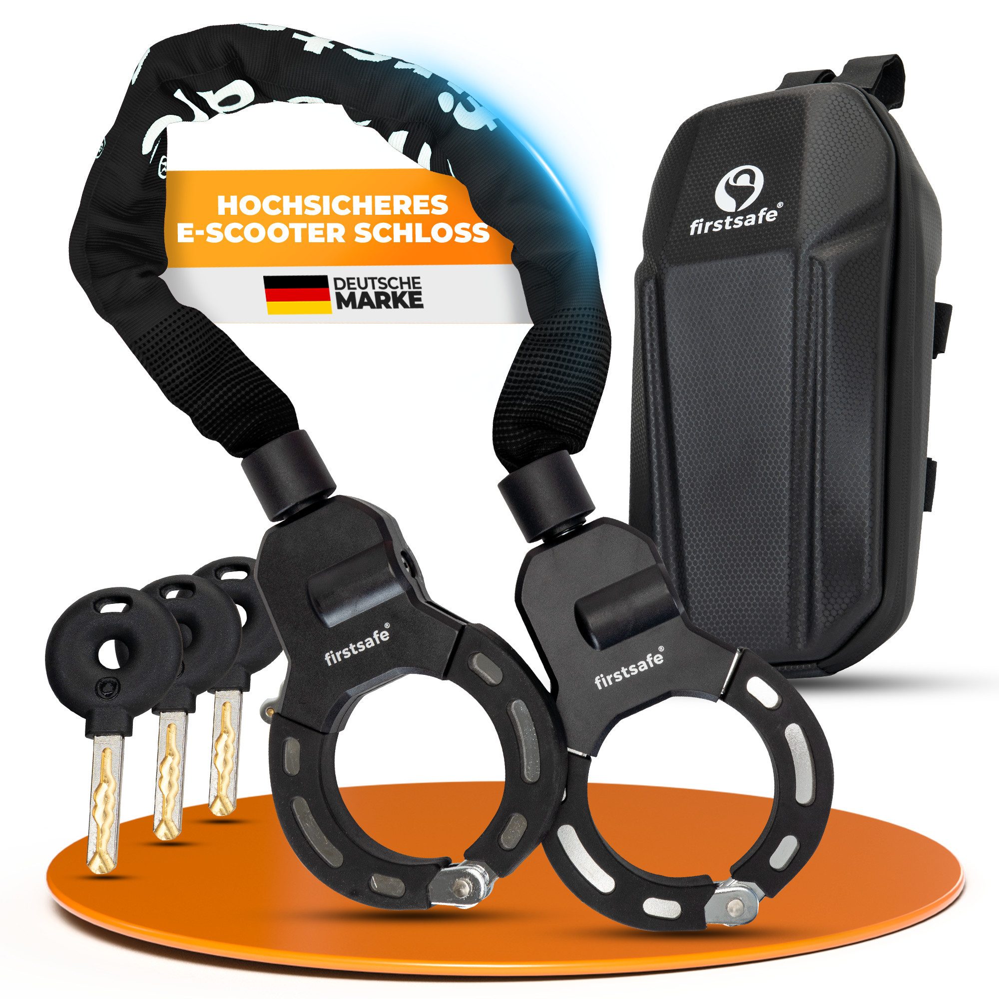 firstsafe Kettenschloss Handschellenschloss für E Scooter Schloss mit Tasche