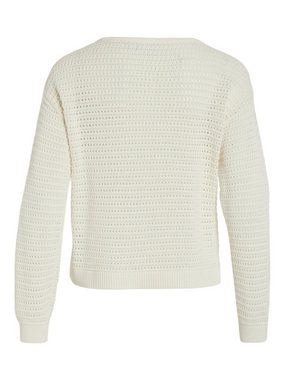 Vila Strickpullover Legerer Strickpullover Transparent Feinstrick Sweater 6924 in Weiß