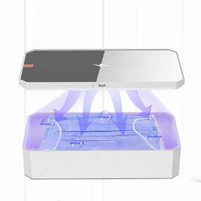 Leicke UV-Sterilisator UV Desinfektionsbox Sterilisator Licht mit Induktionsladegerät, tragbares Desinfektionsgerät mit QI induktive Ladestation, 1-tlg., UV-Reinigungsgerät, für Handy, Masken, Brillen, Schlüssel, Schmuck USW