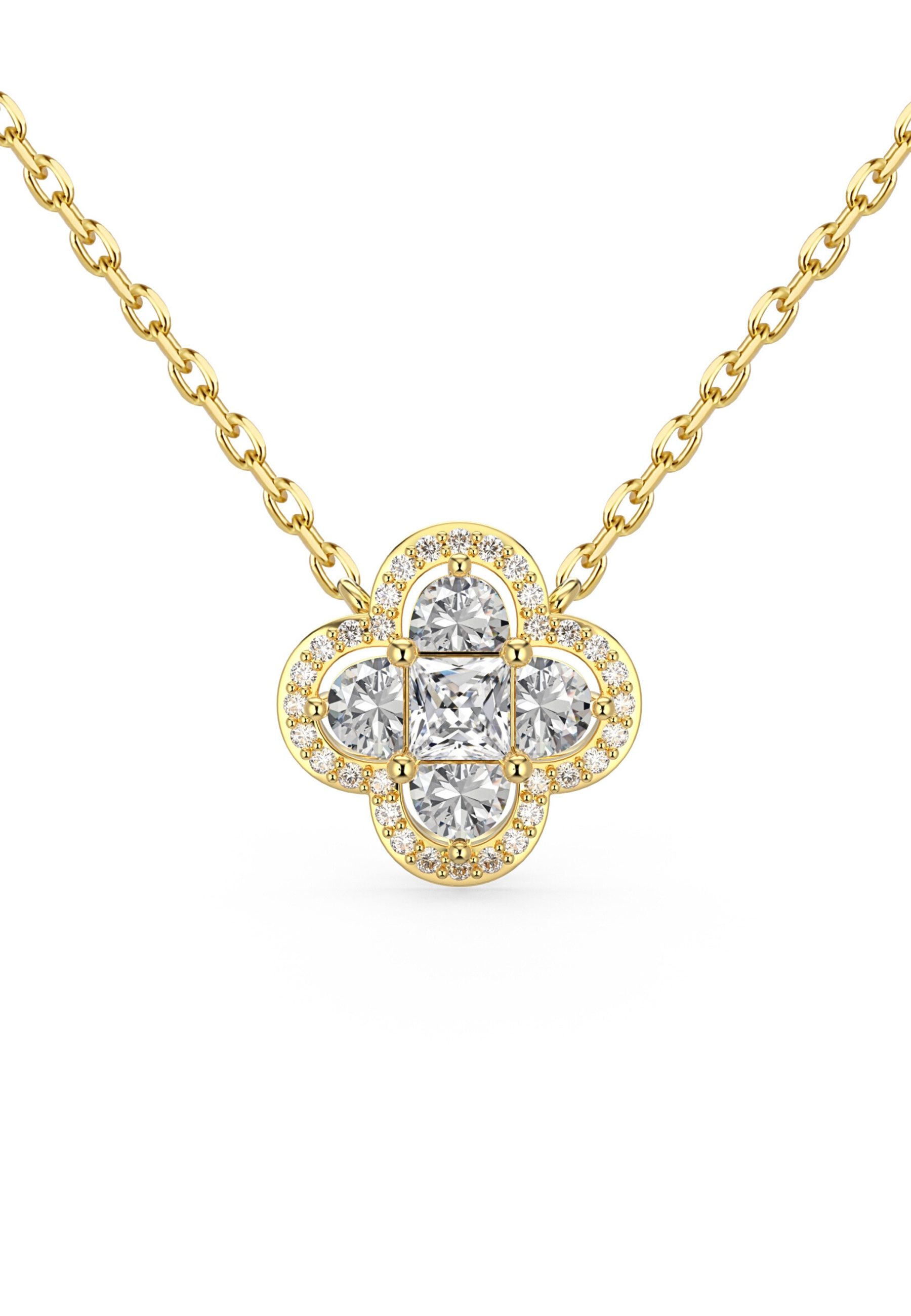 Kette mit Anhänger LUCKY Glücksbringer Halskette Glitzer Glück Symbol Kristall Anhänger