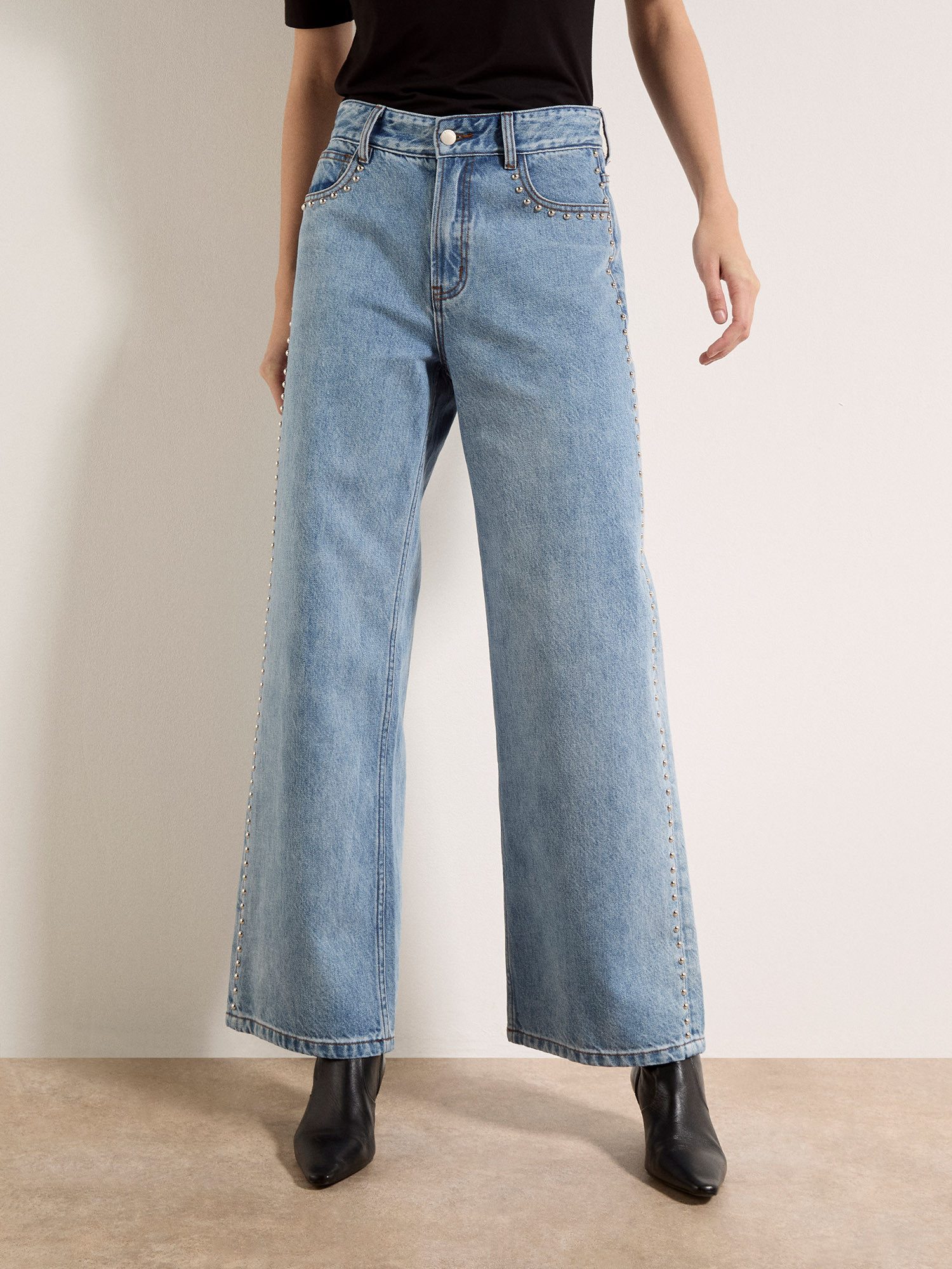 Apricot Bootcut-Jeans Maca Straight-Leg-Jeans mit Nieten Dekorative Nieten