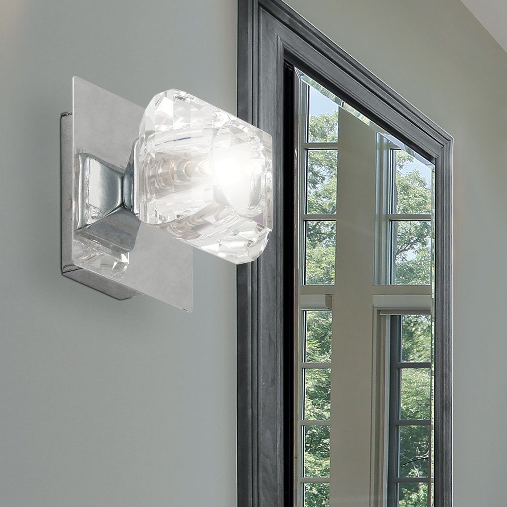 etc-shop LED Wandleuchte, Leuchtmittel Beleuchtung- Wand Kristall Wohn Leuchte Glas Zimmer inklusive, Strahler Warmweiß